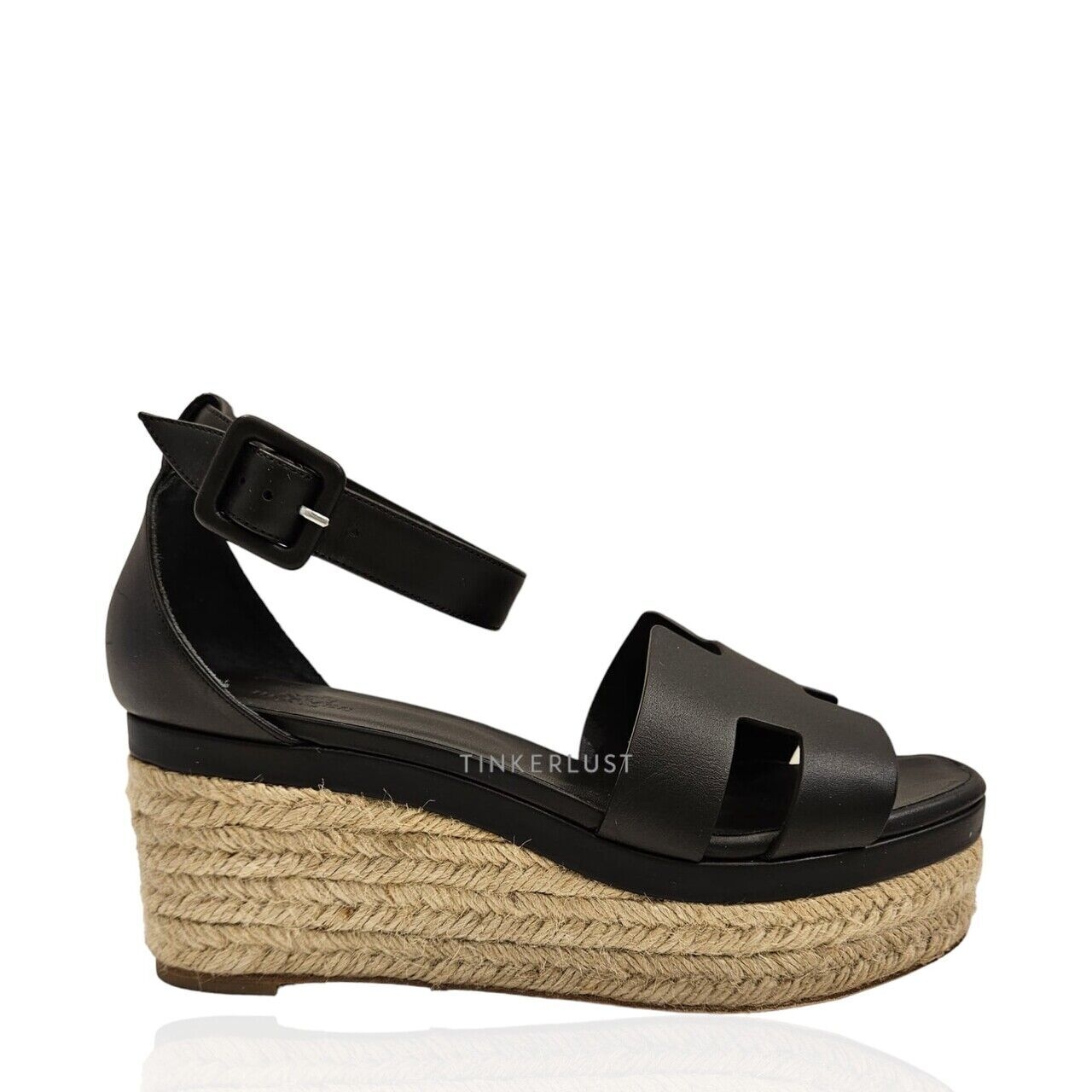 Hermes Elda Black Espadrilles Wedges