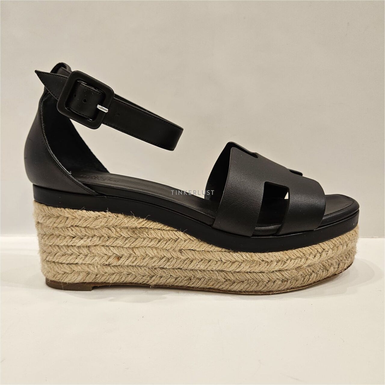 Hermes Elda Black Espadrilles Wedges