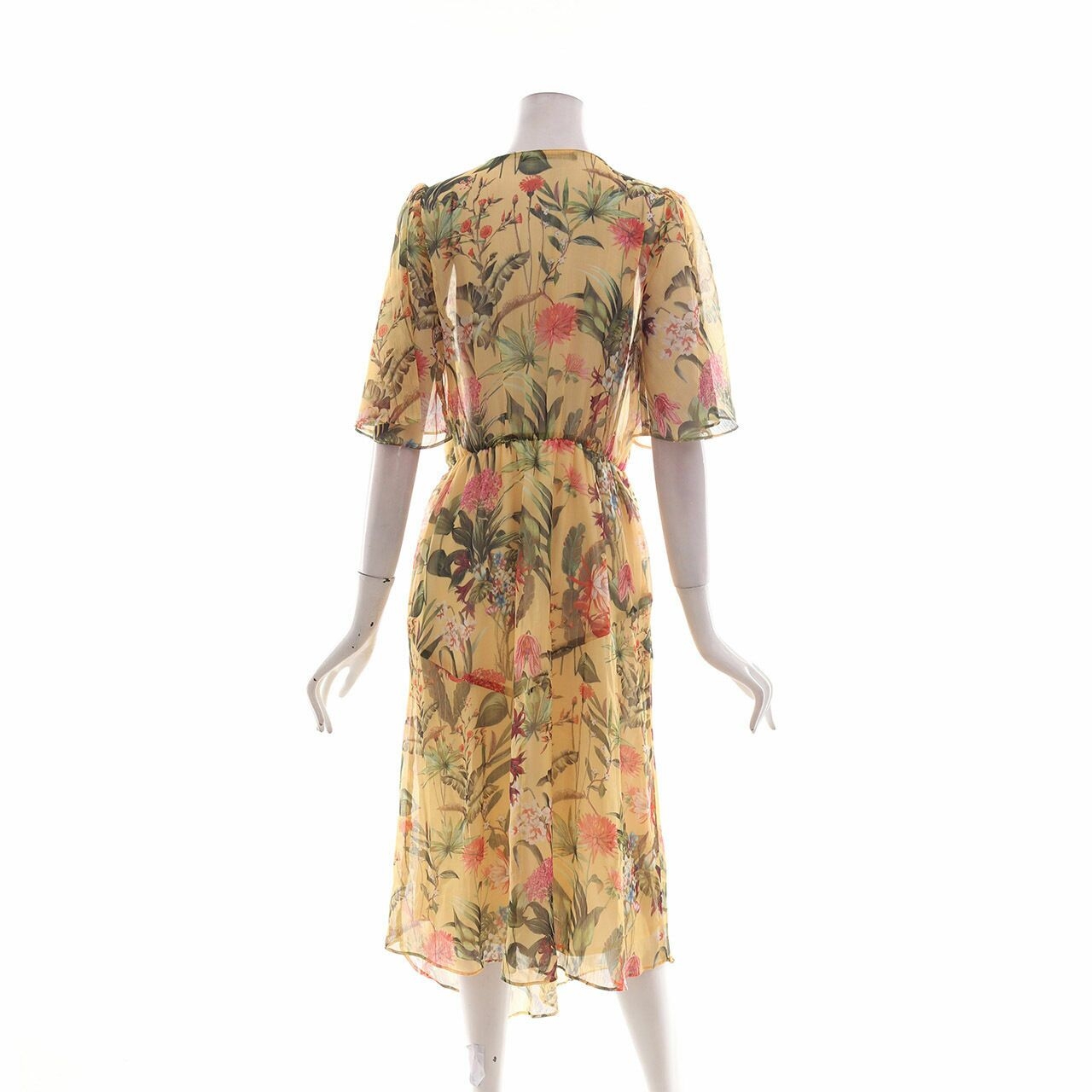 Zara Yellow Floral Midi Dress