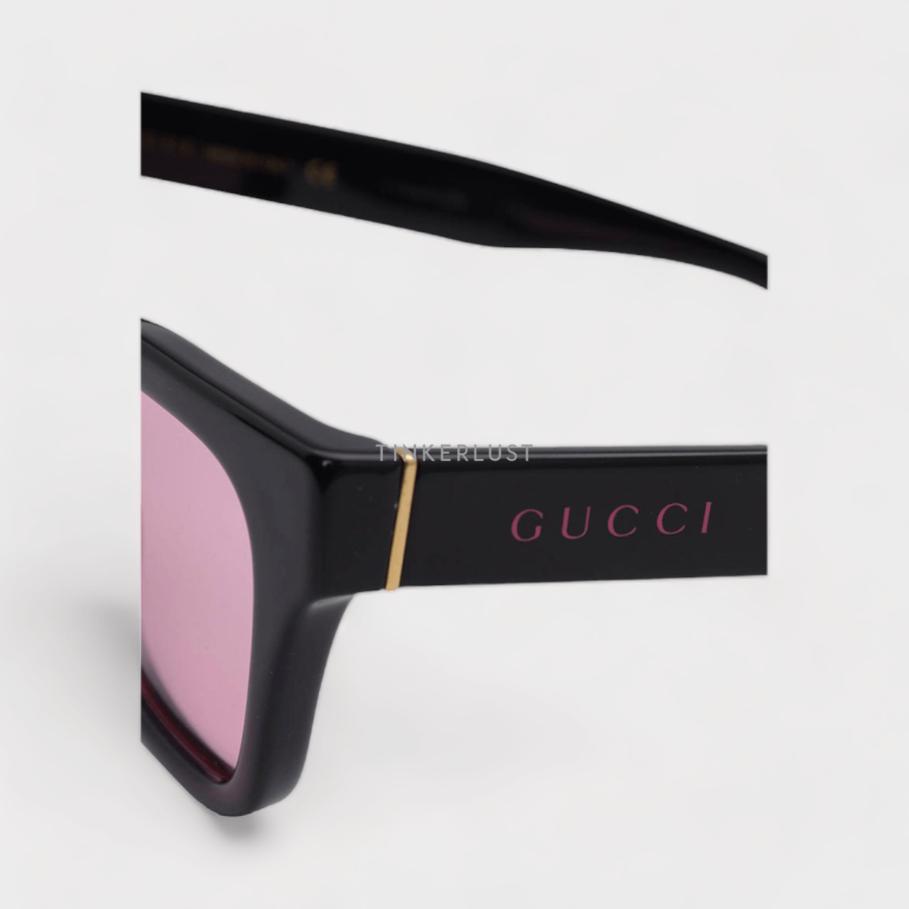 Gucci Women Logo Print Tinted Sunglasses in Black/Pink Acetate	