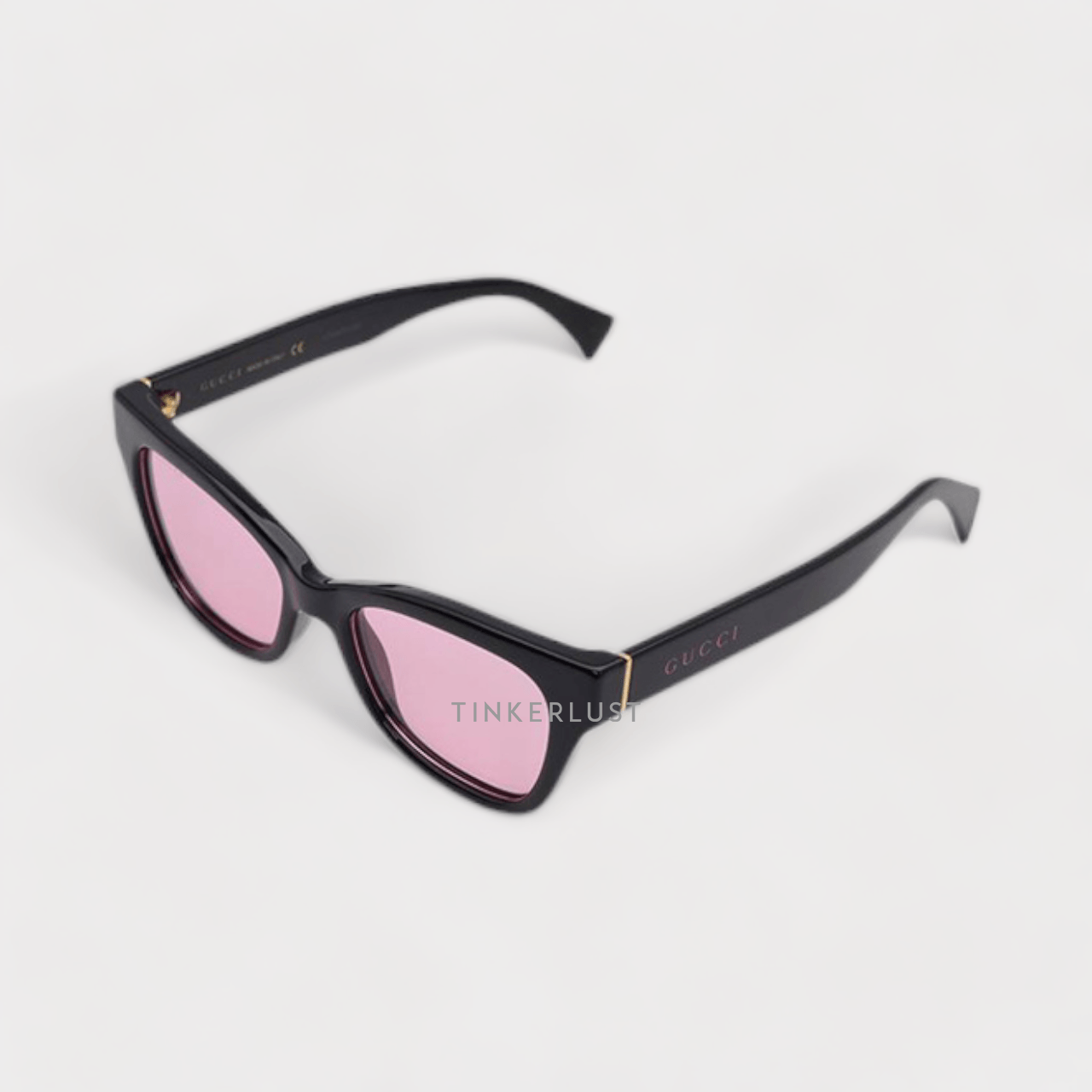 Gucci Women Logo Print Tinted Sunglasses in Black/Pink Acetate	