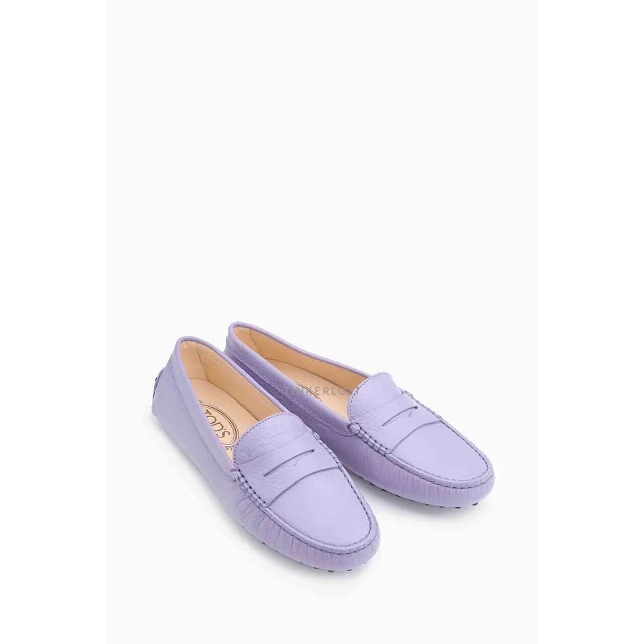 Tod's Women Gommino Grained Leather in Violet Driving Slio on Flats