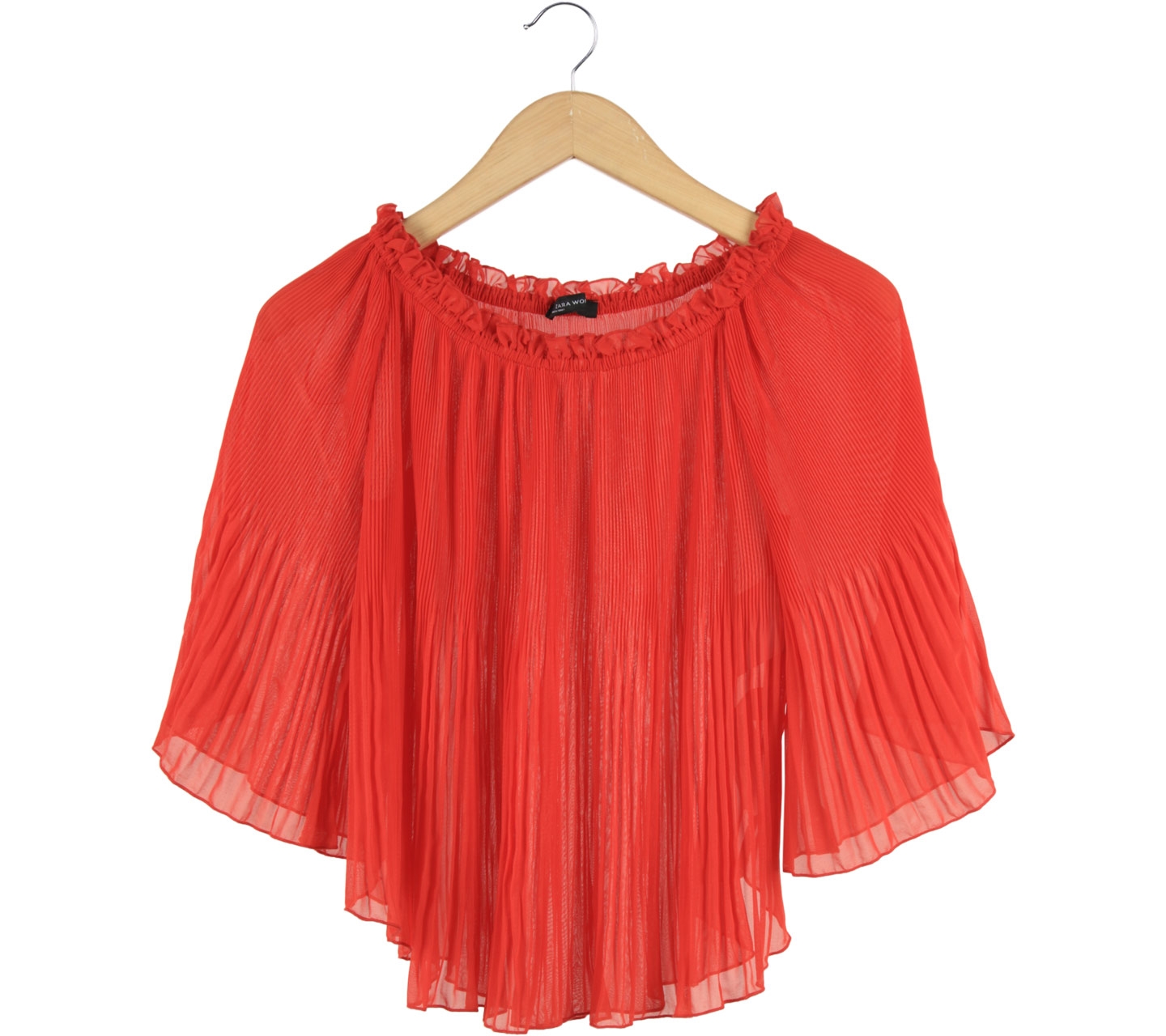 Zara Red Pleated Blouse