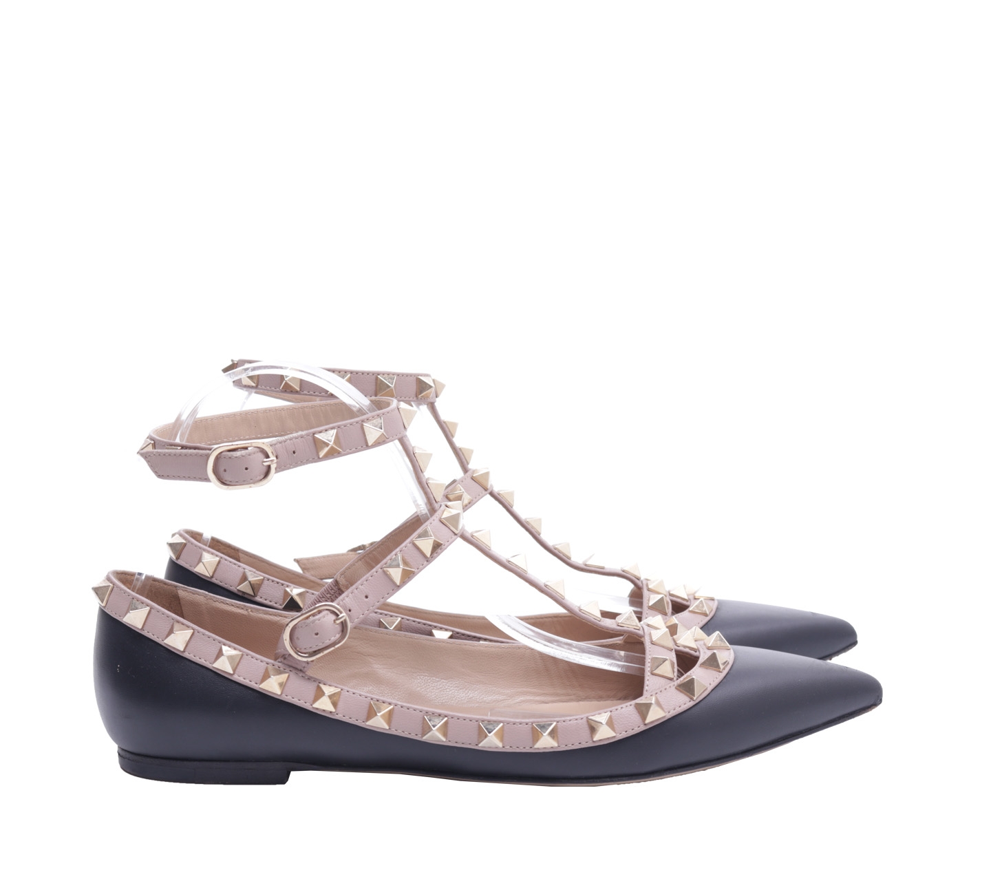 Valentino Garavani Black & Nude Ballerina Flats