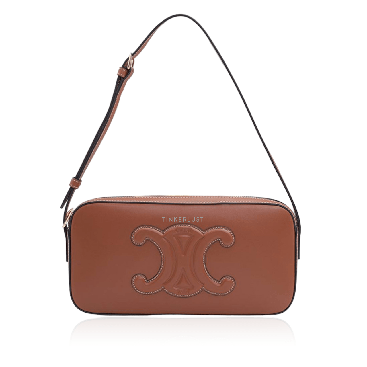 Celine Cuir Triomphe Camera Shoulder Bag in Tan Smooth Calfskin