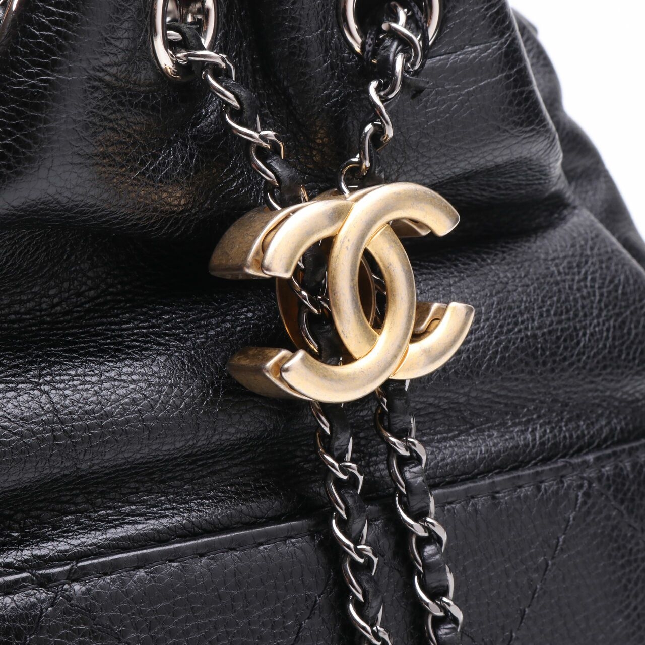 Chanel Calfskin Gabrielle Bucket Bag Black #25 Sling Bag