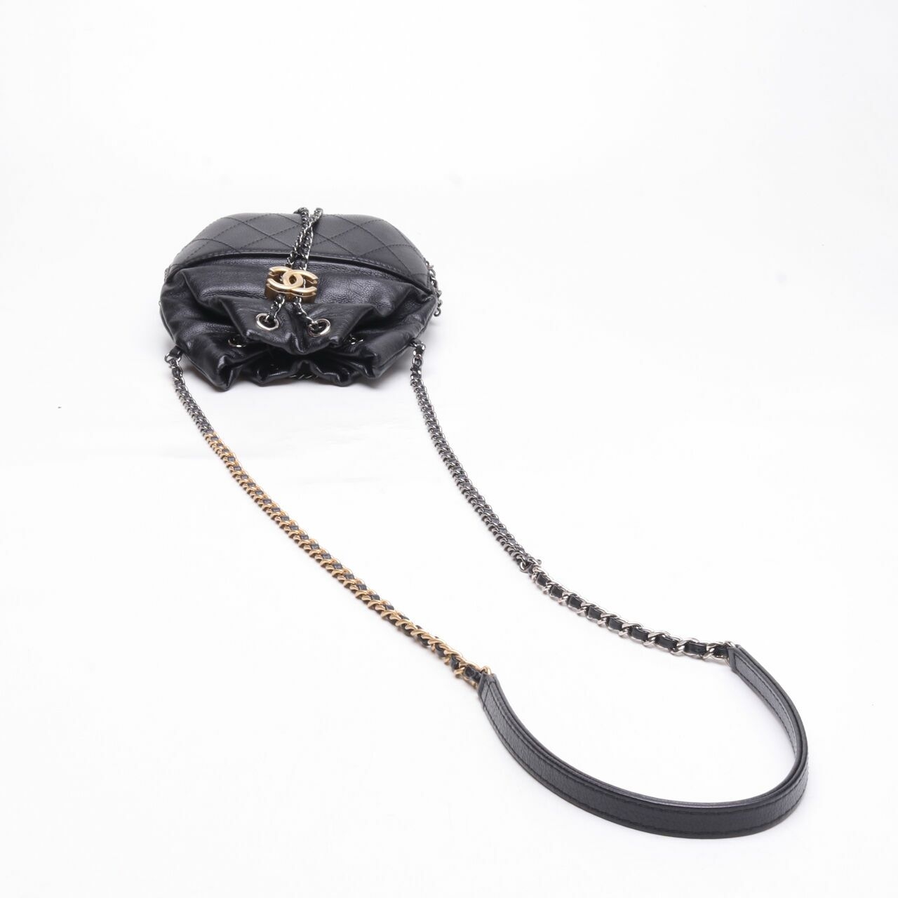 Chanel Calfskin Gabrielle Bucket Bag Black #25 Sling Bag