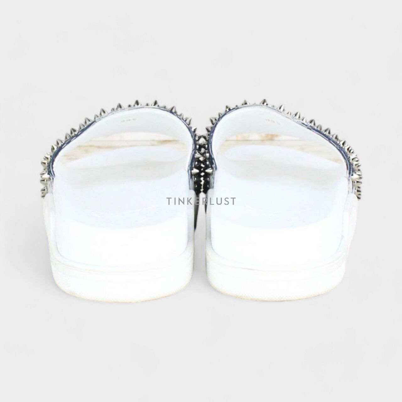 Christian Louboutin Pool Fun Denim Silver Sandals