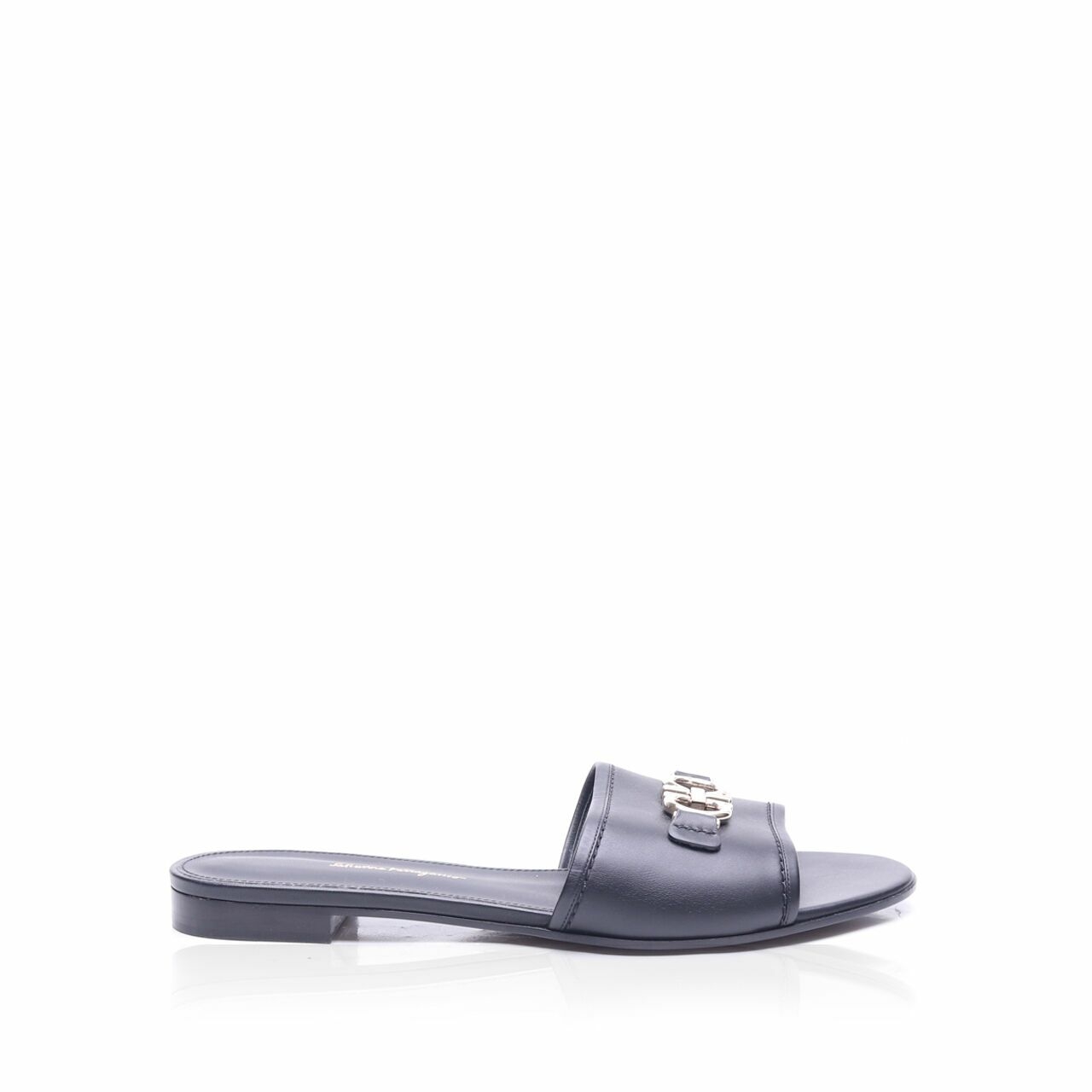 Salvatore Ferragamo Gancini Black Slide Sandals