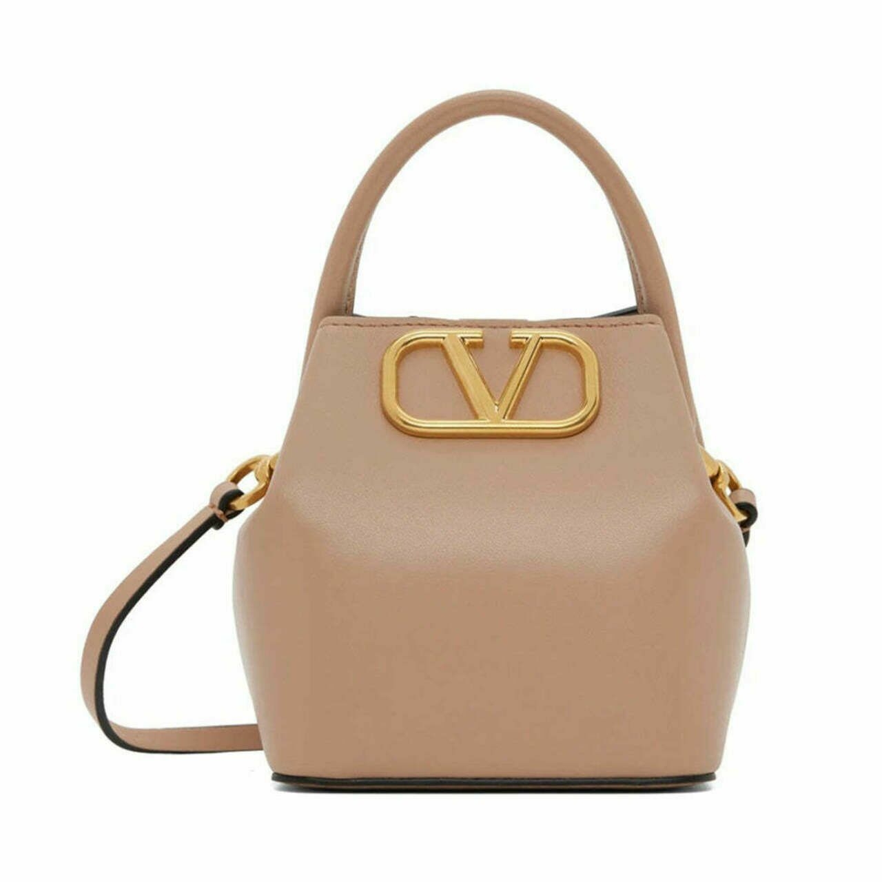 Valentino Garavani VLogo Top Handle Bucket Bag Rose Canelle