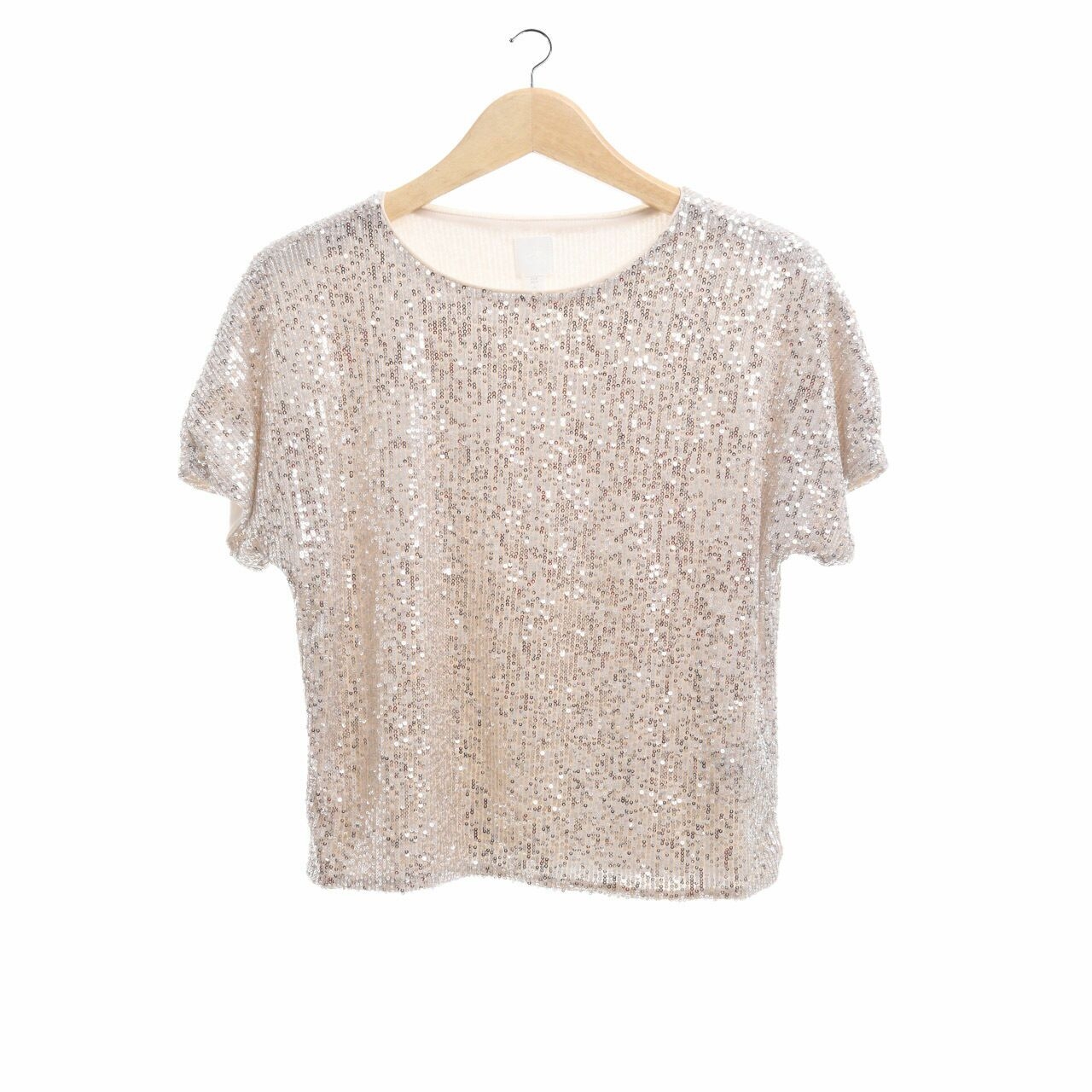 H&M Beige Sequins Blouse