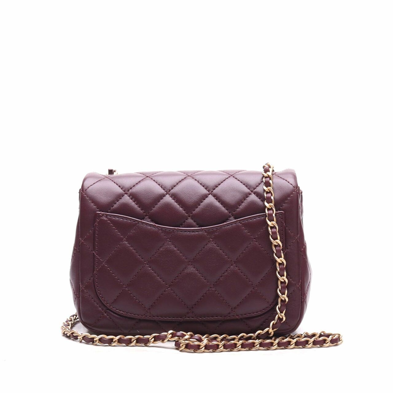 Chanel Quilted Small Square Pearl Crush Burgundy Sling Bag