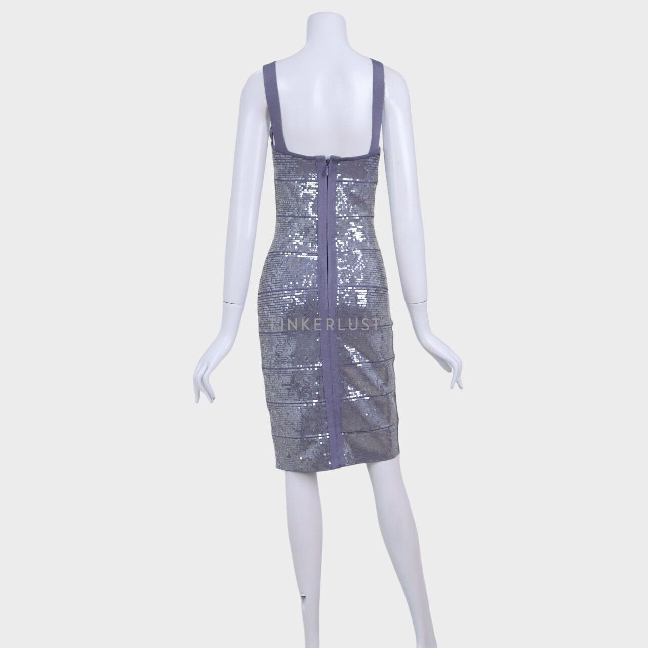 Herve Leger Blue Grey Sequin Mini Dress