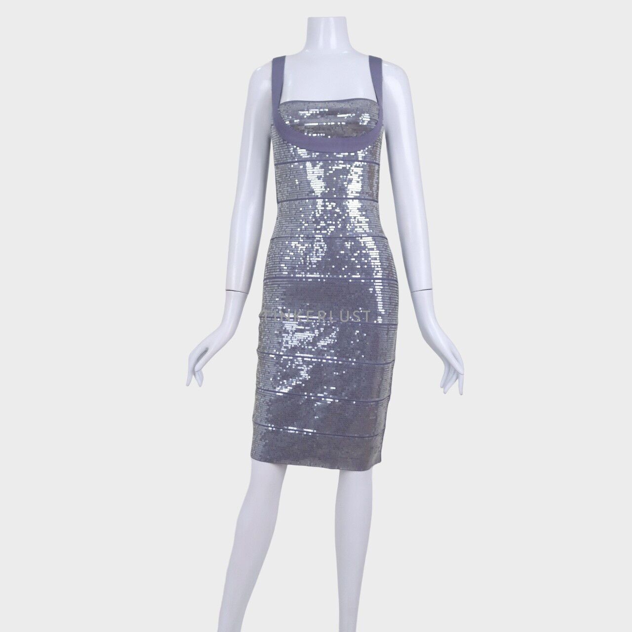 Herve Leger Blue Grey Sequin Mini Dress