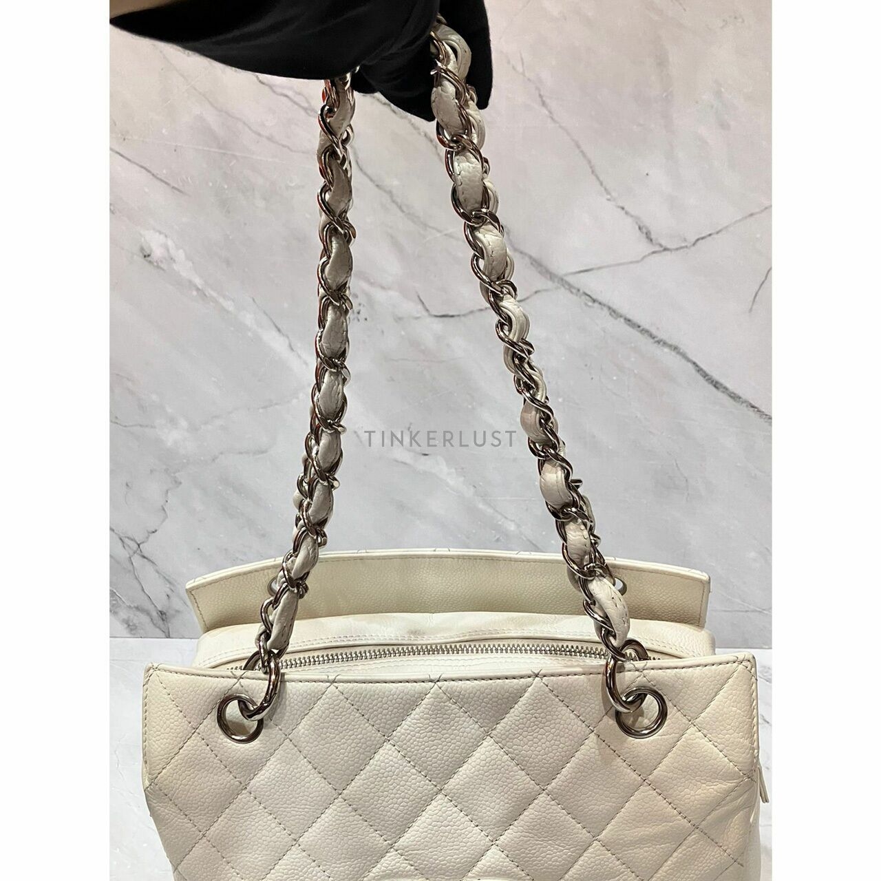 Chanel PTT Petite Timeless Tote White Caviar #12 SHW Shoulder Bag