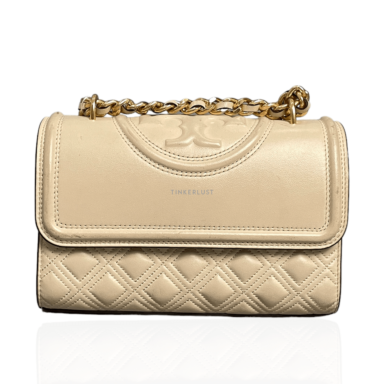 Tory Burch Convertible Fleming Small Cream Leather GHW Shoulder Bag