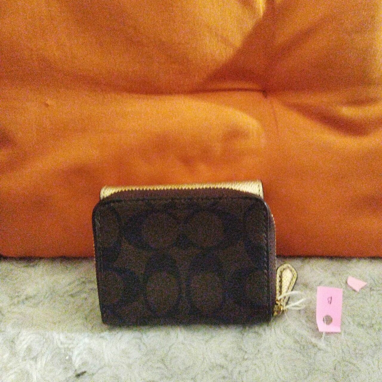 Coach C1825 Signature Metalic Trifold Wallet Brown/metallic Pale Gold