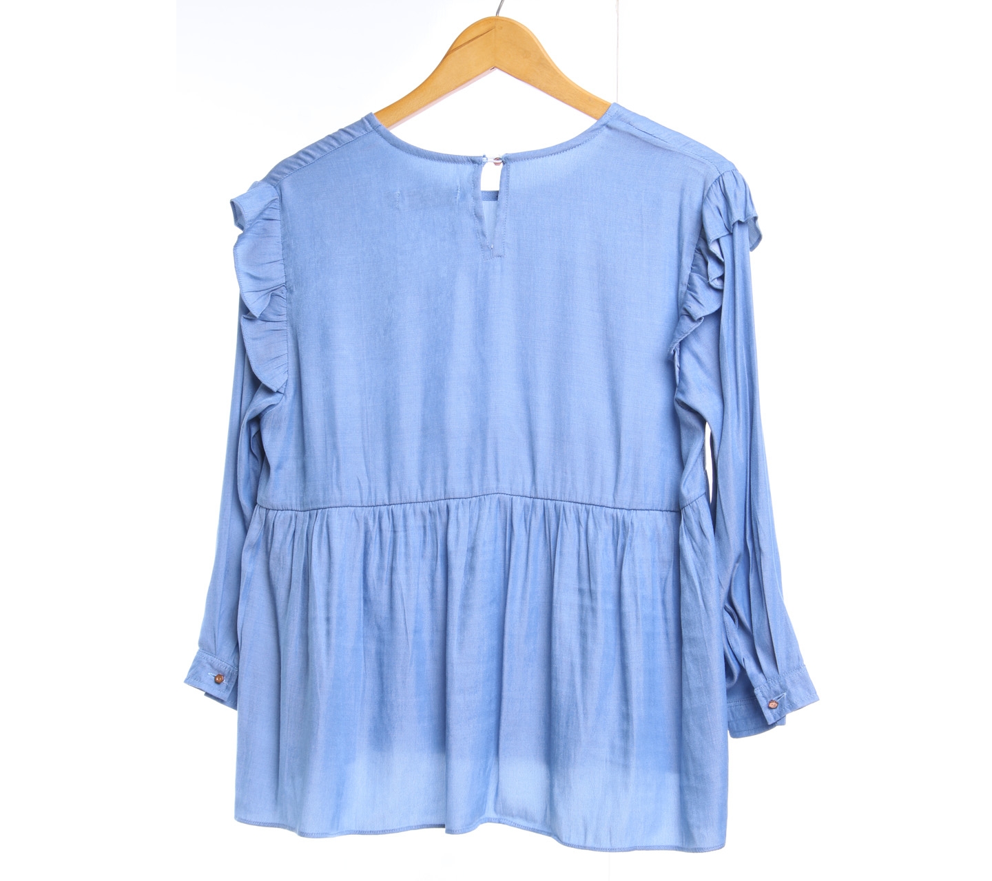 Cotton Ink Blue Embroidery Blouse