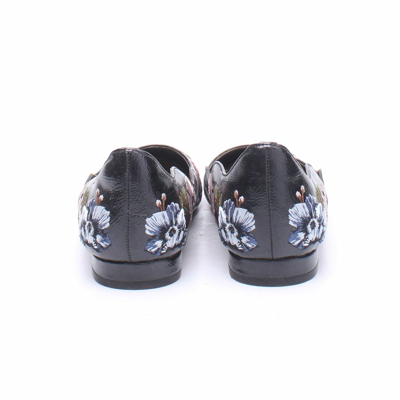 Charles & Keith Black Floral Flats