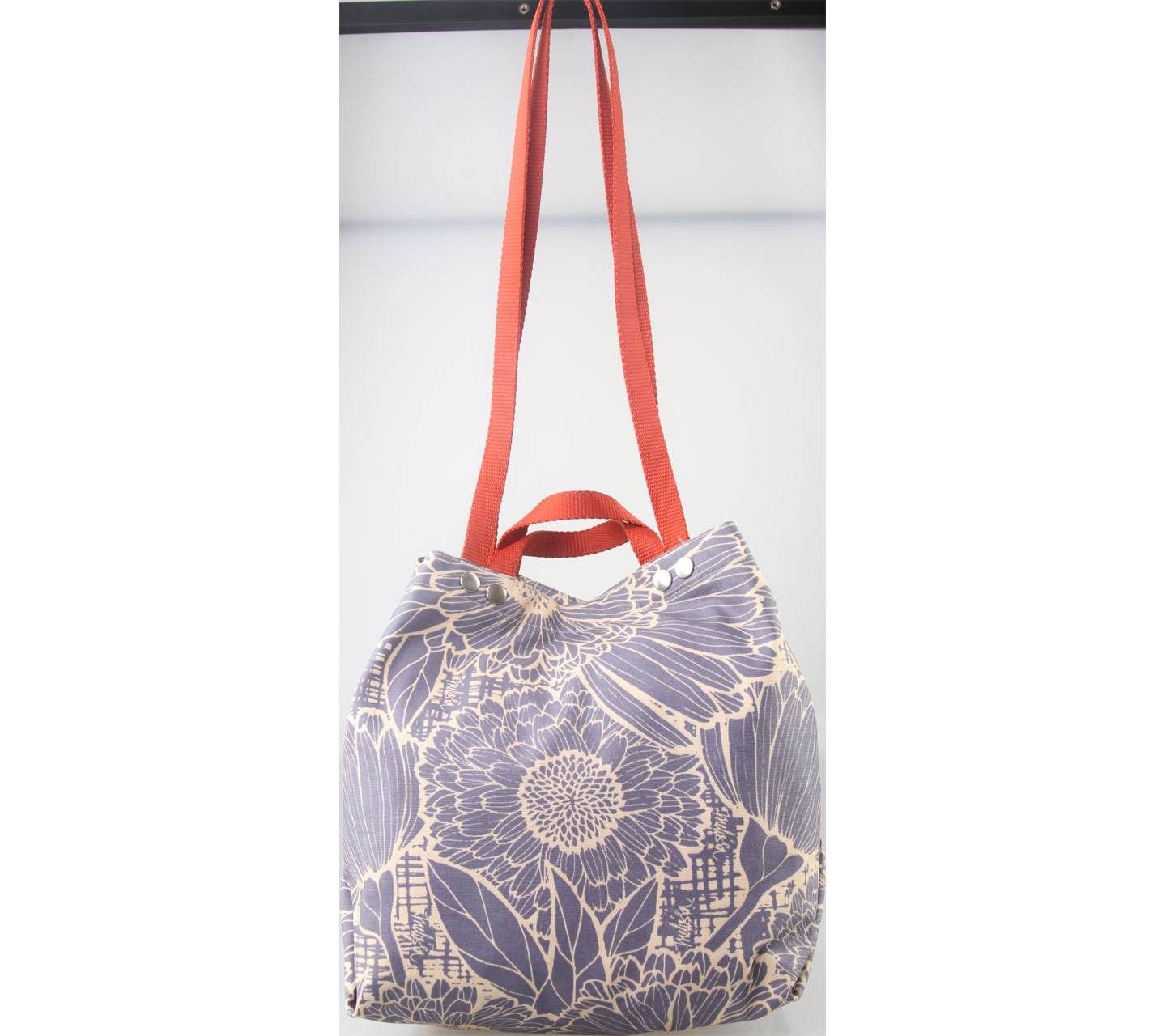 Tulisan Purple And Cream Floral Tote Bag