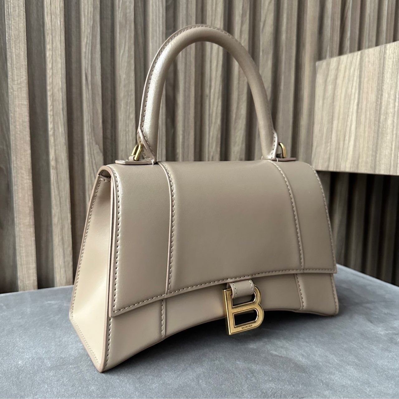 Balenciaga Hourglass Beige & Nude Leather Handbag