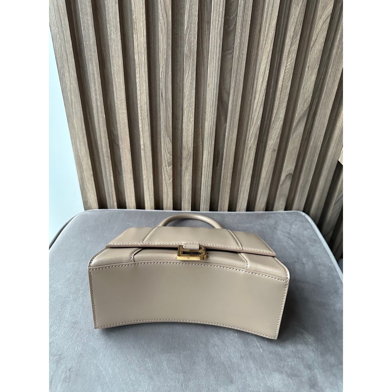 Balenciaga Hourglass Beige & Nude Leather Handbag