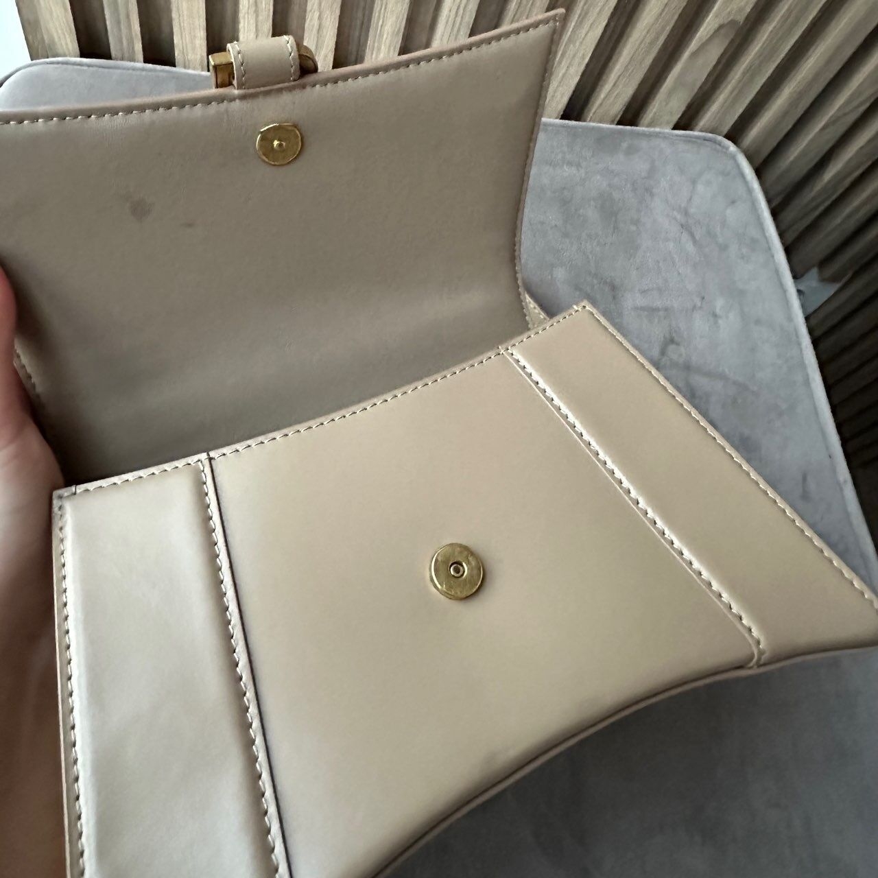 Balenciaga Hourglass Beige & Nude Leather Handbag