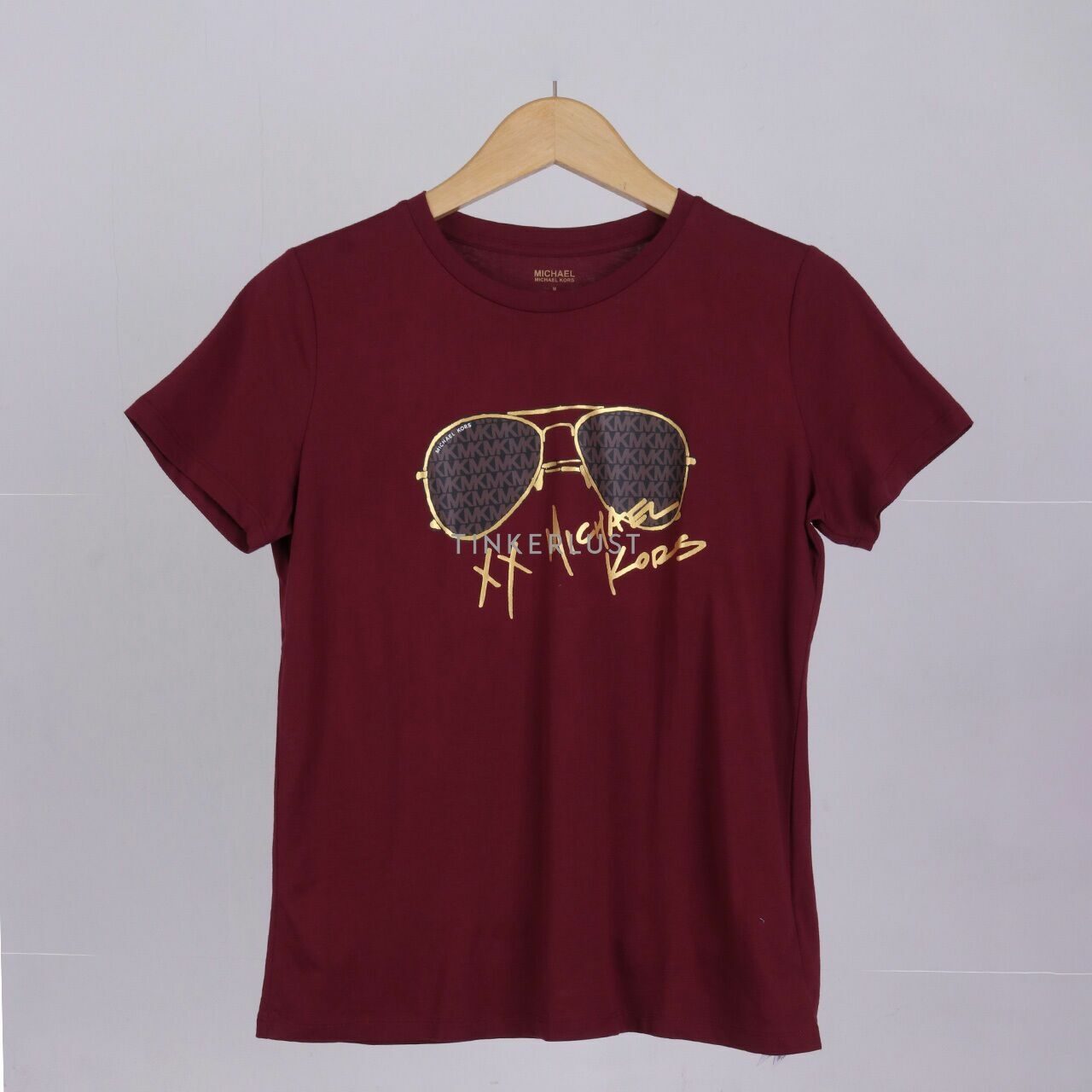 Michael Kors Logo Aviator Print Organic Cotton T-shirt Maroon