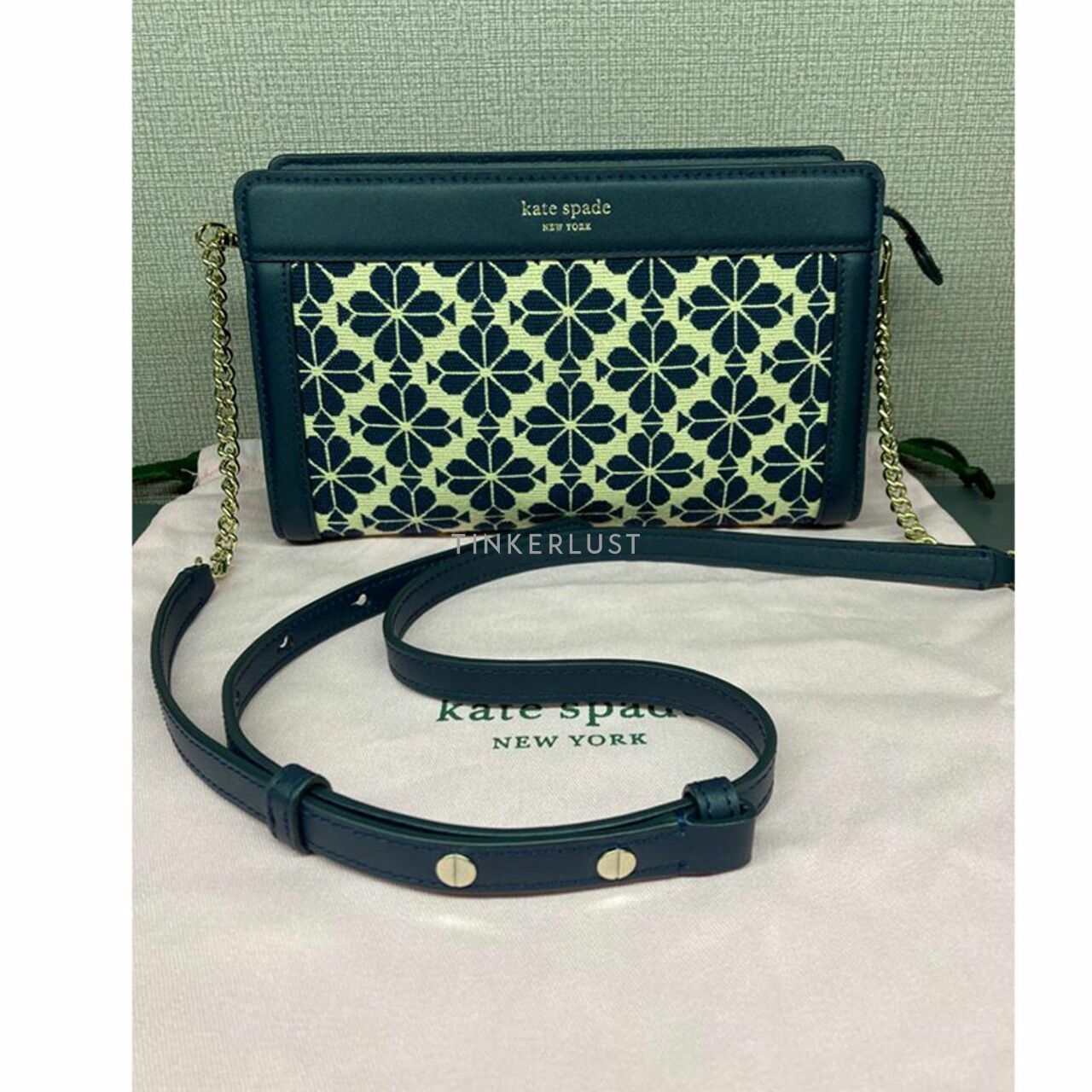 Kate Spade Navy Flower Jacquard Medium Sling Bag