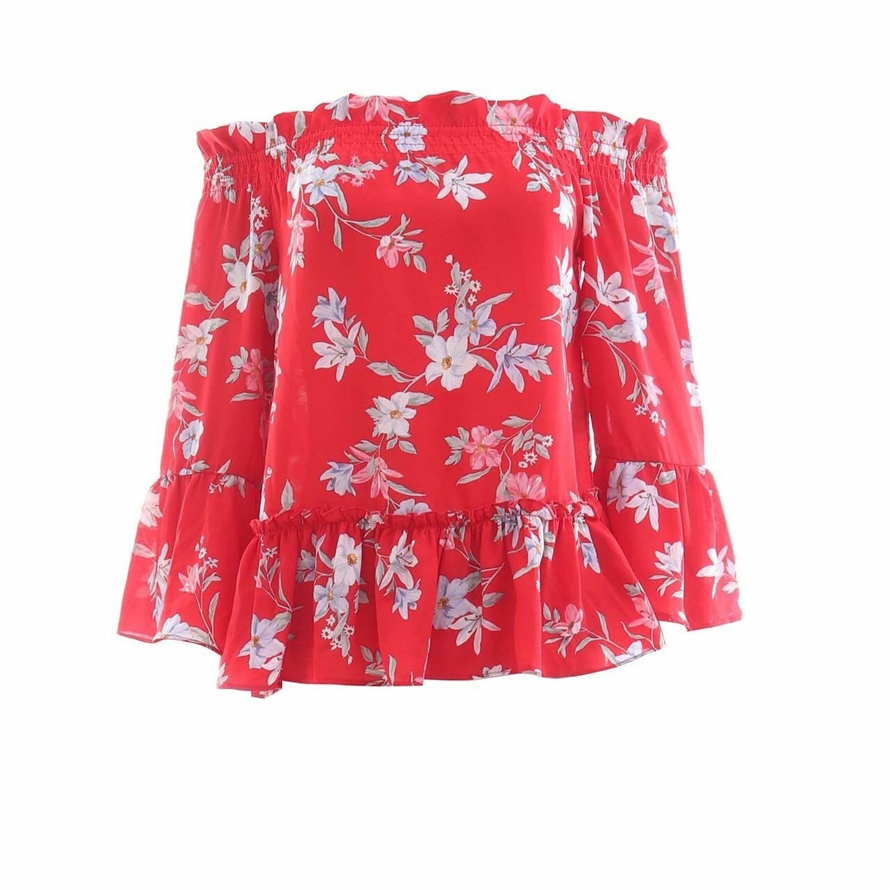 H&M Red Floral Blouse