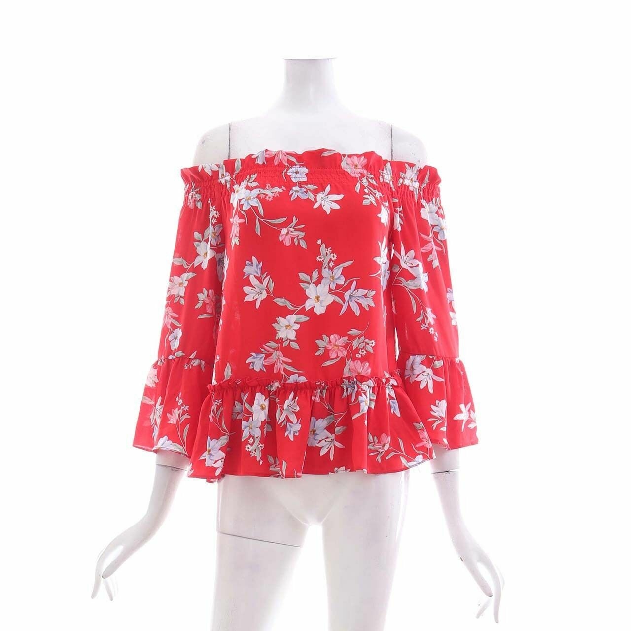 H&M Red Floral Blouse