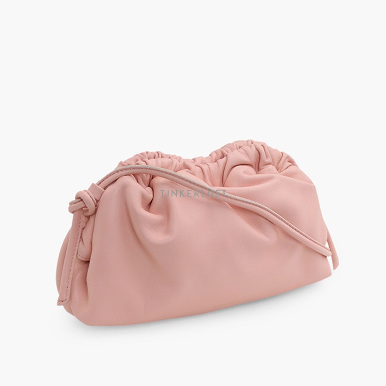 Mansur Gavriel Mini Cloud Clutch in Dahlia Supple Leather with Strap