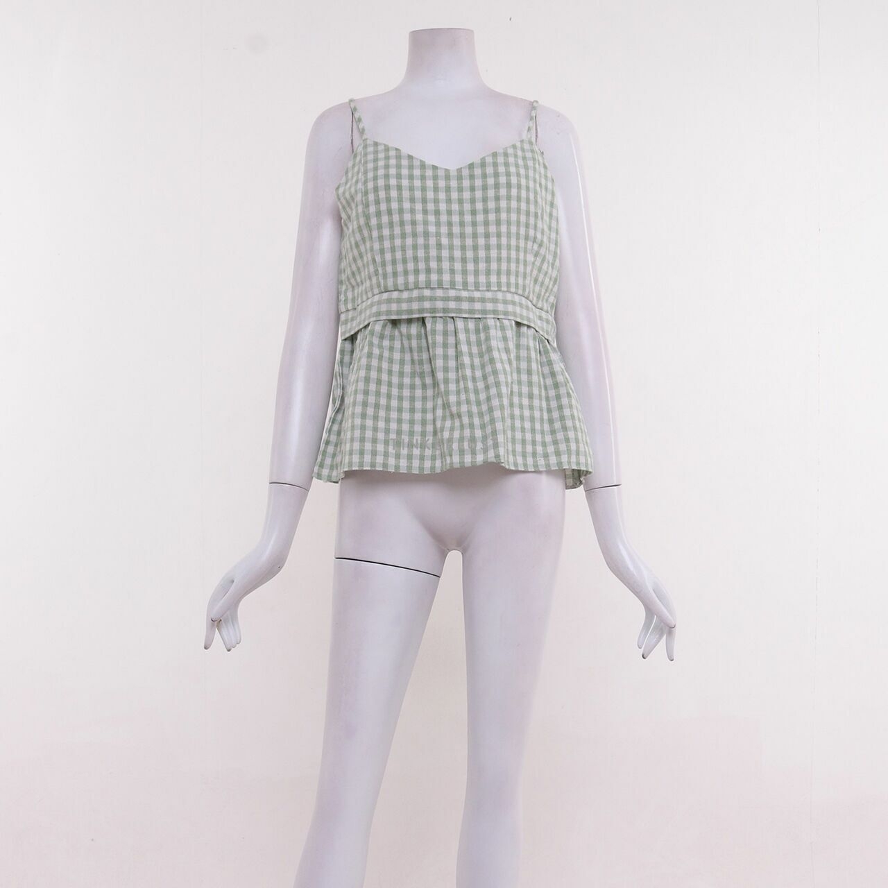 Posh The Label Green & White Gingham Sleeveless