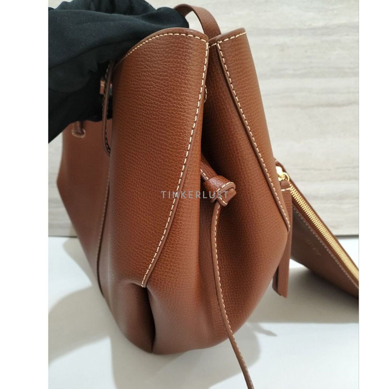 Polene Cyme Mini Cognac Shoulder Bag