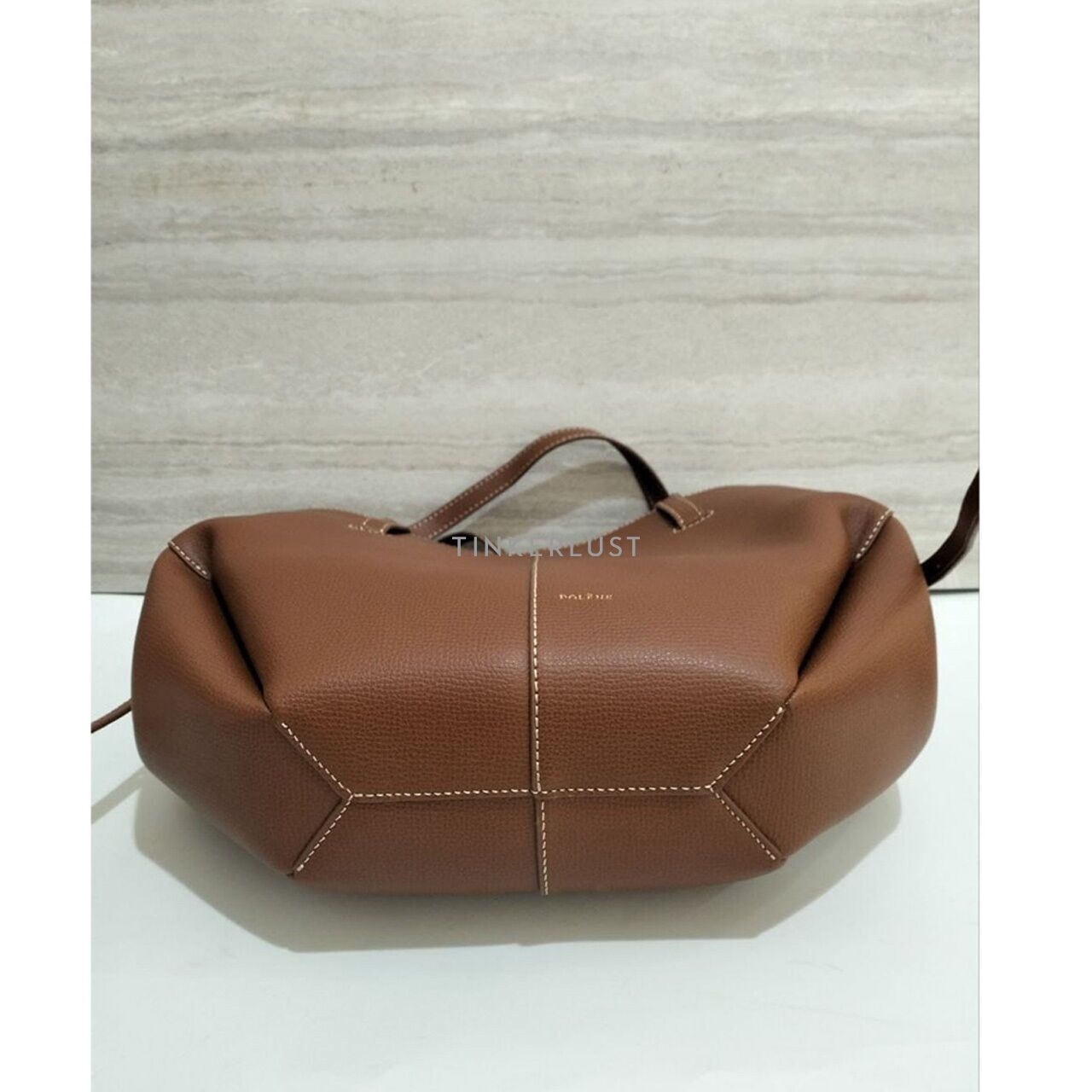 Polene Cyme Mini Cognac Shoulder Bag