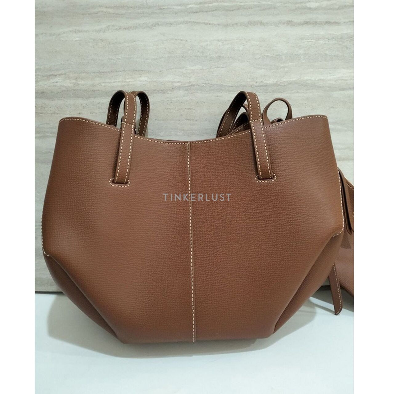 Polene Cyme Mini Cognac Shoulder Bag