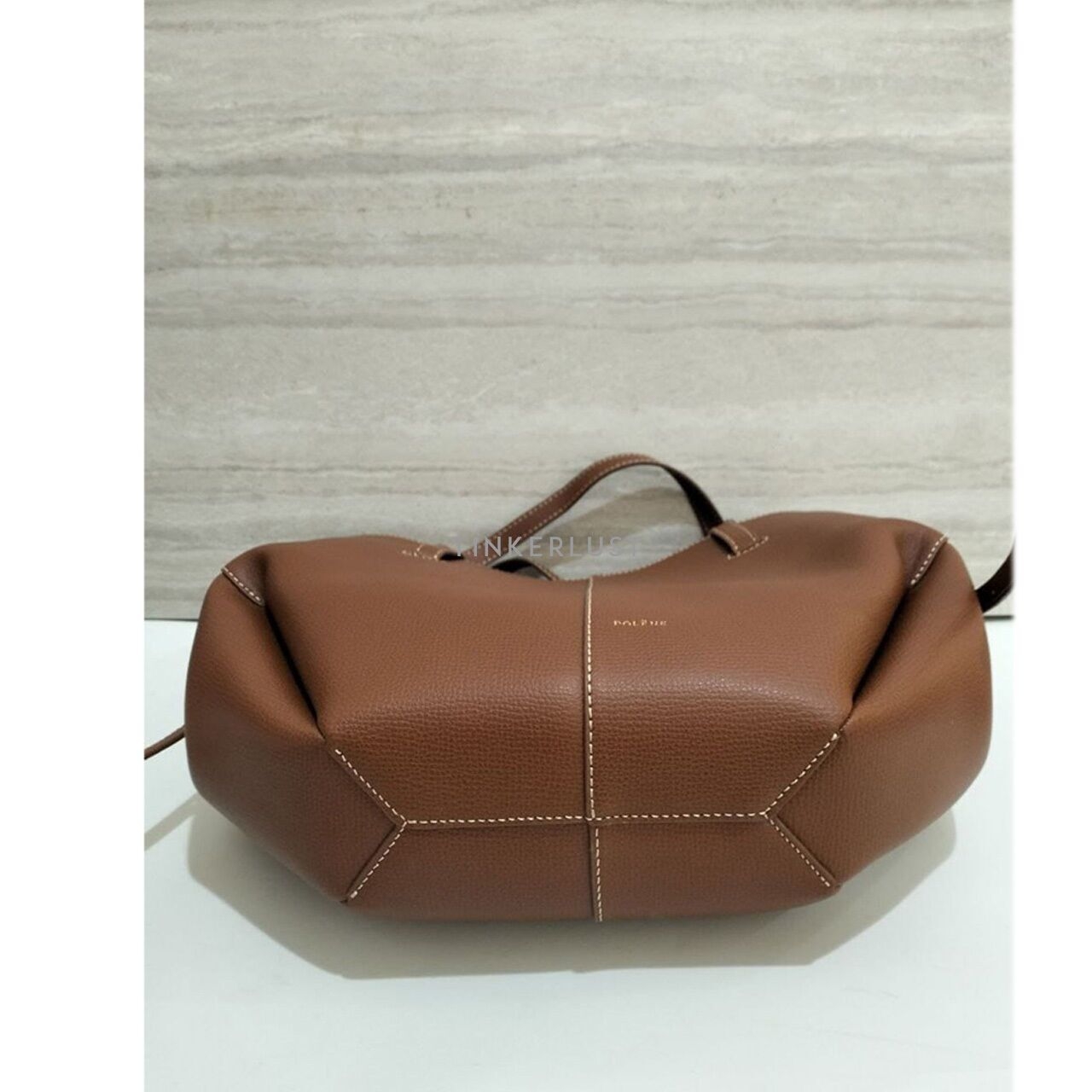 Polene Cyme Mini Cognac Shoulder Bag