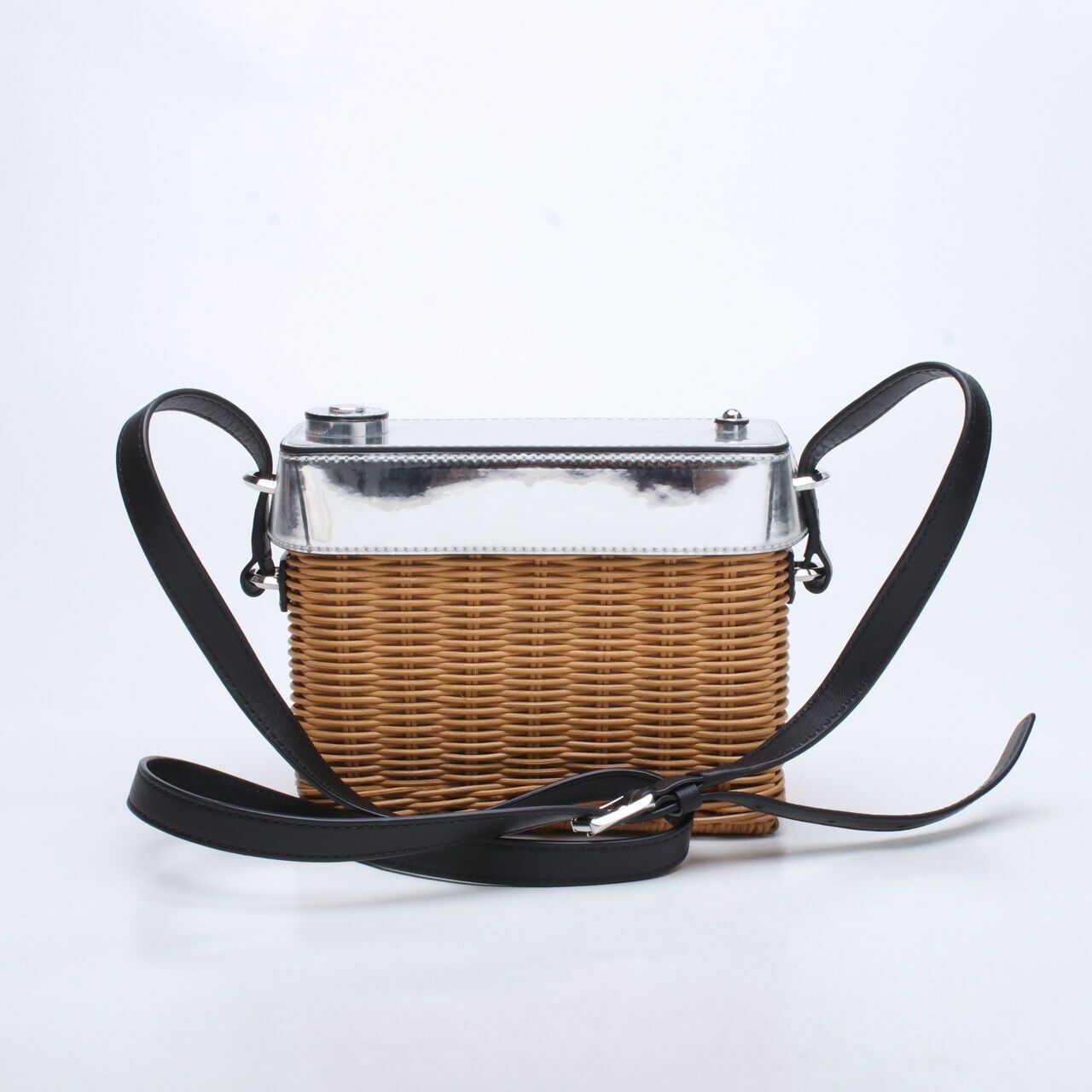 Kate Spade New York Camera Rattan Silver Crossbody Bag