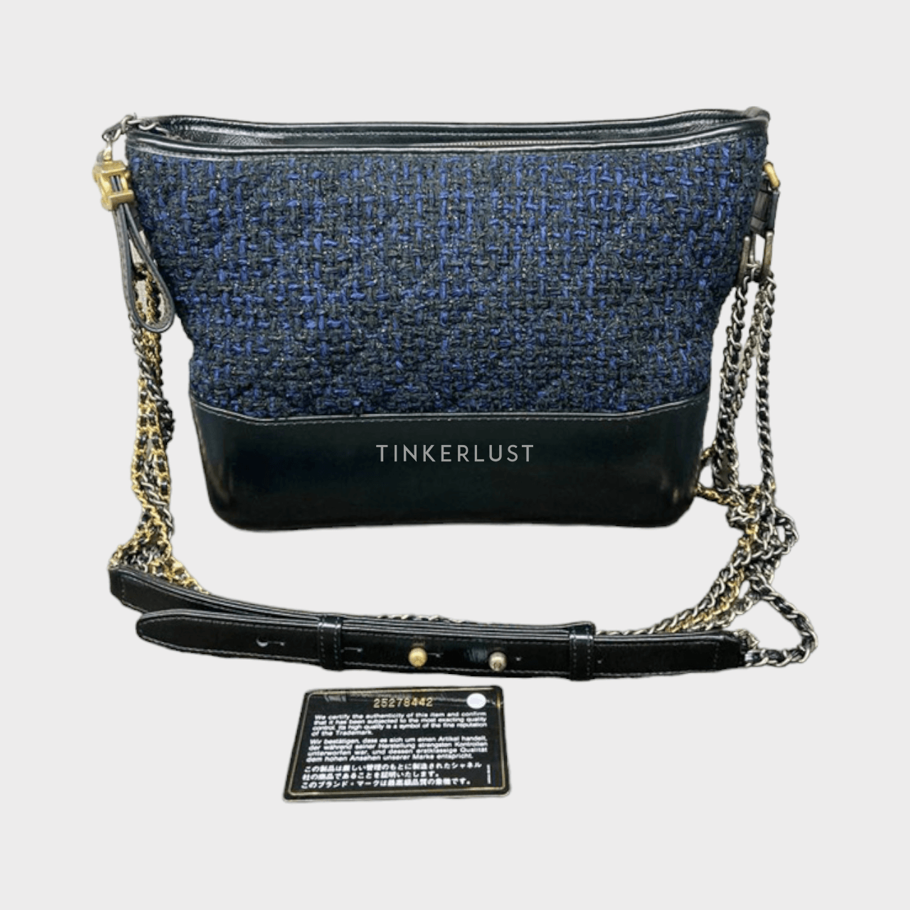 Chanel Gabrielle Hobo Medium Bag Tweed Navy Black