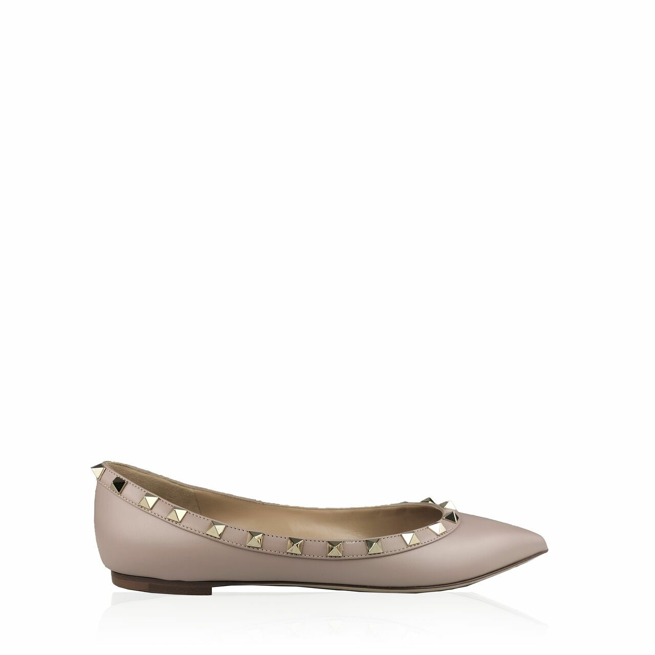 Valentino Garavani Rockstud Ballerina / Flat In Poudre Calf