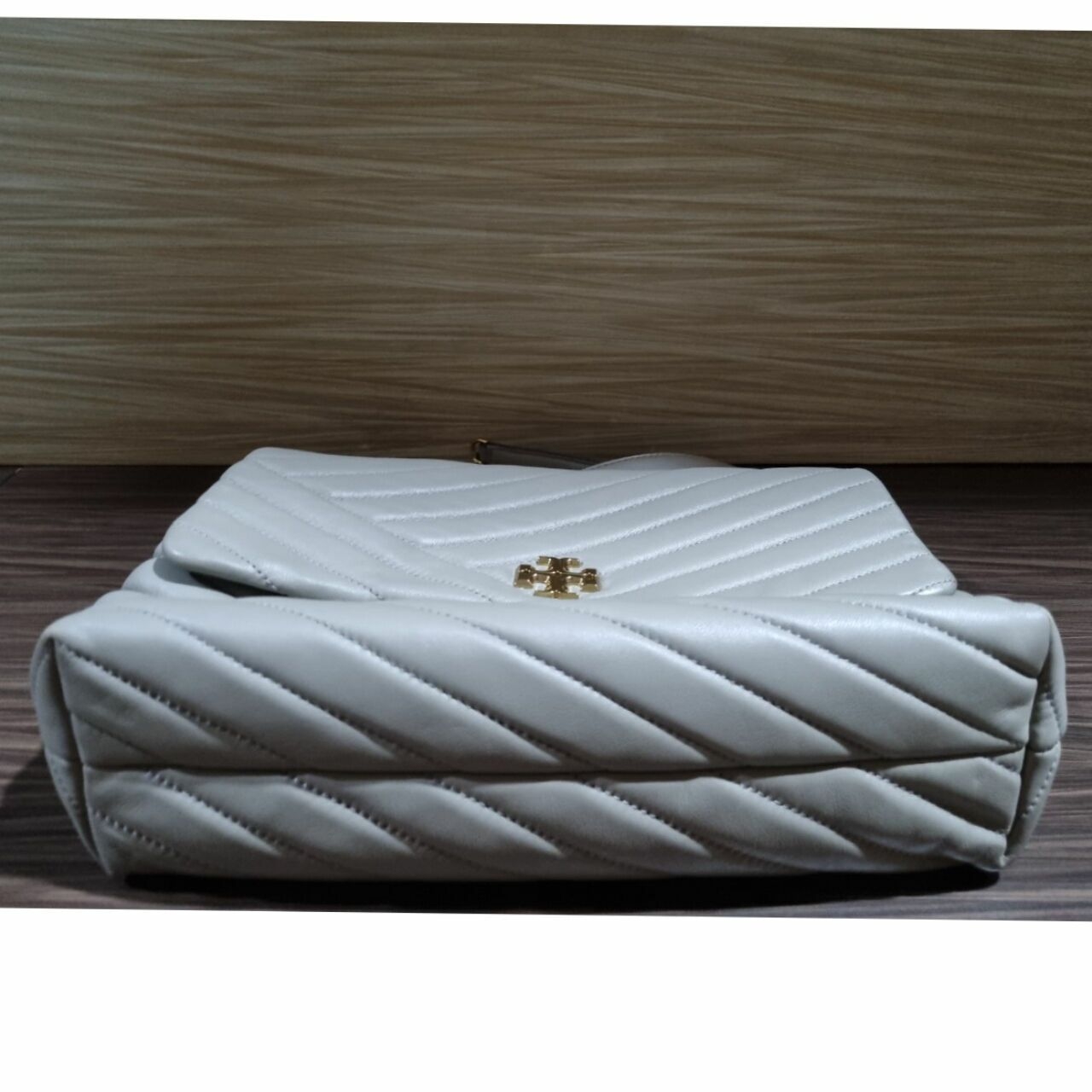 Tory Burch Kira Chevron Flap Chain Shoulder Bag Gray Heron