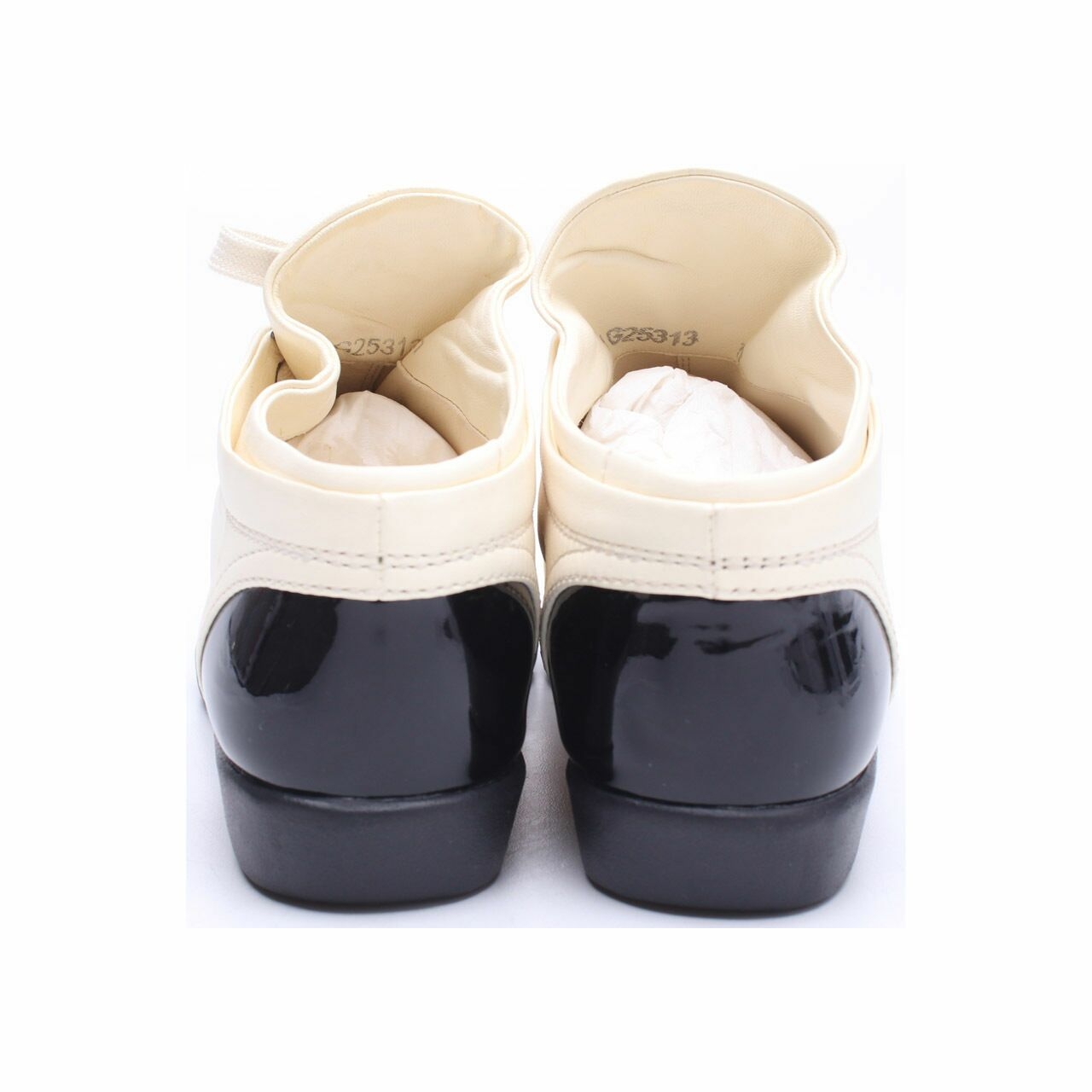 Chanel Black & White Lace Up Lambskin Patent Calfskin Sneakers