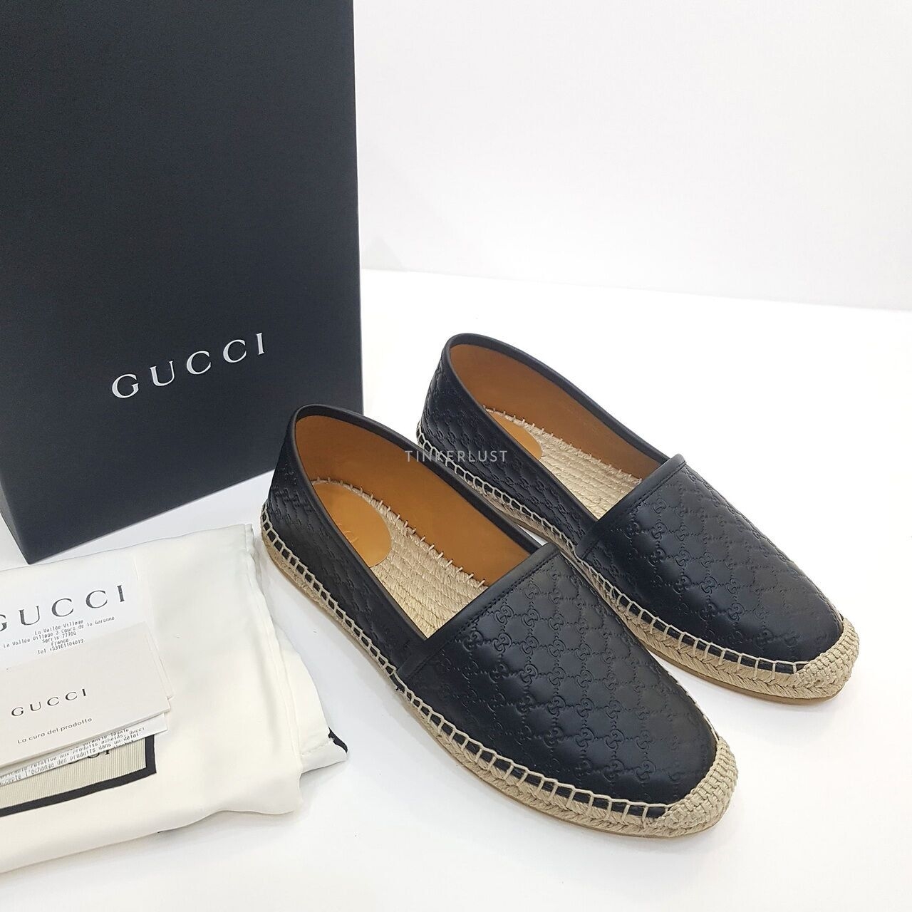 Gucci Microguccissima Espadrilles Espa GG Black Leather Flat Shoes