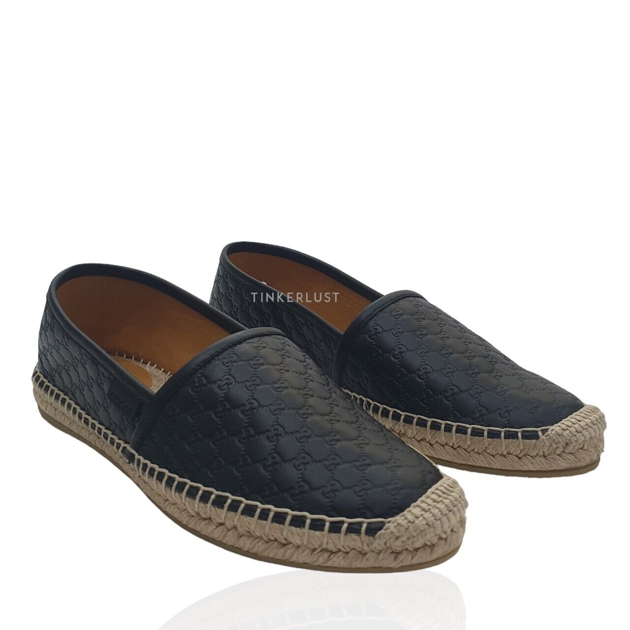 Gucci Microguccissima Espadrilles Espa GG Black Leather Flat Shoes