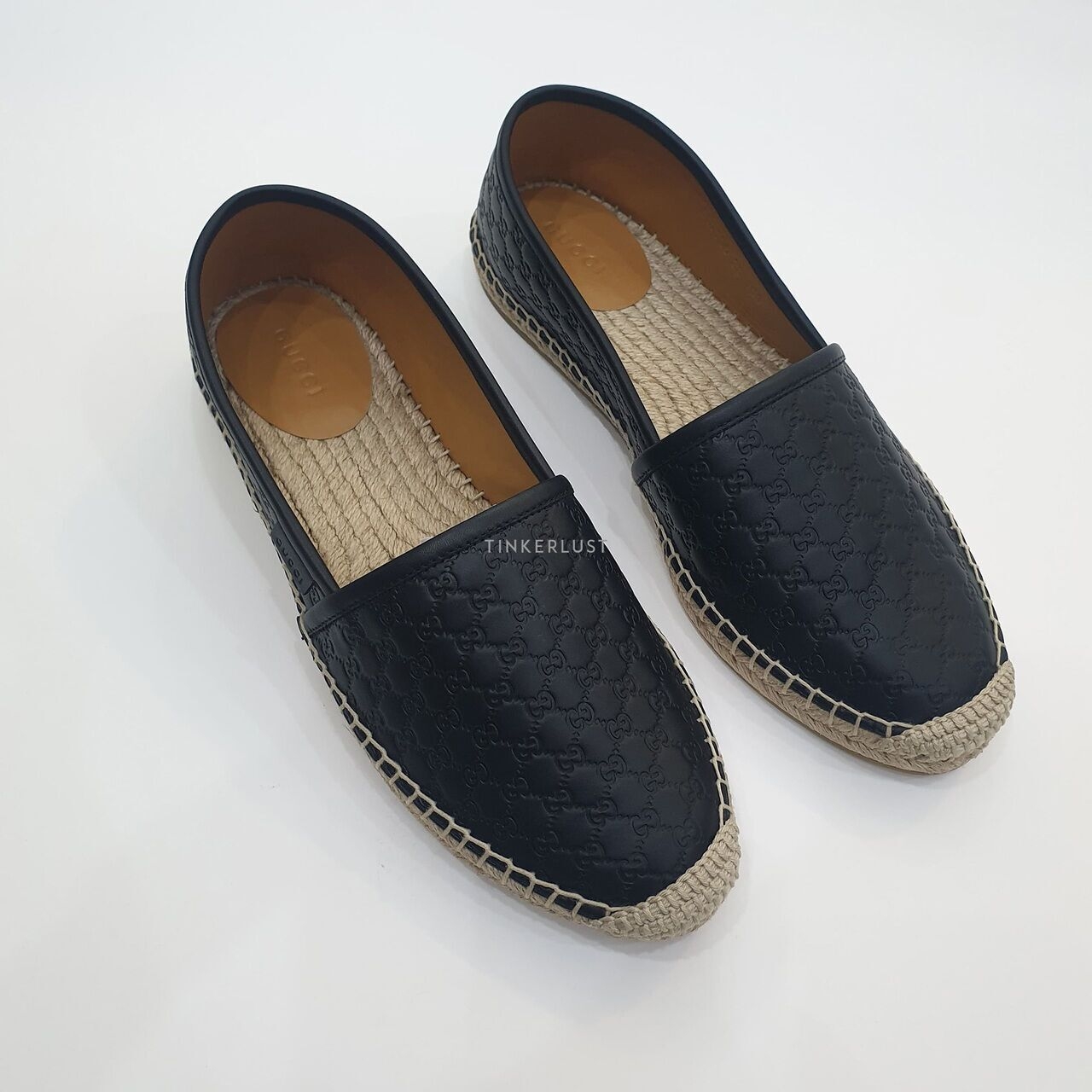 Gucci Microguccissima Espadrilles Espa GG Black Leather Flat Shoes