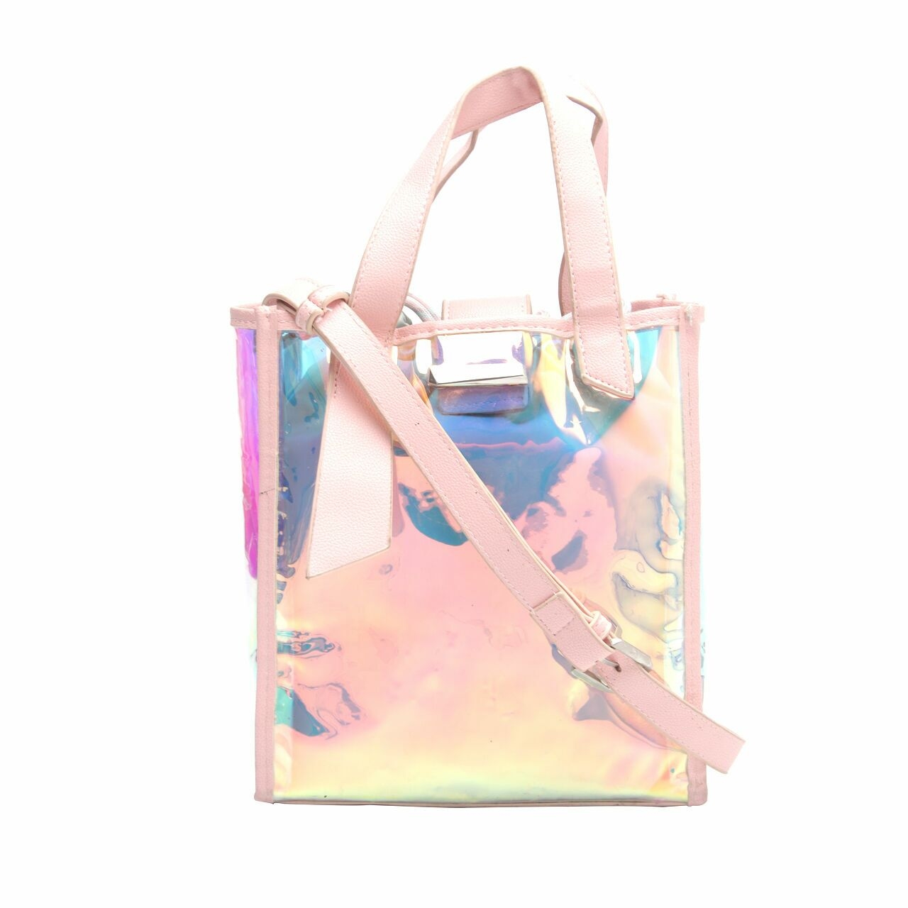 Charles & Keith Pink & Mint Transparent Satchel