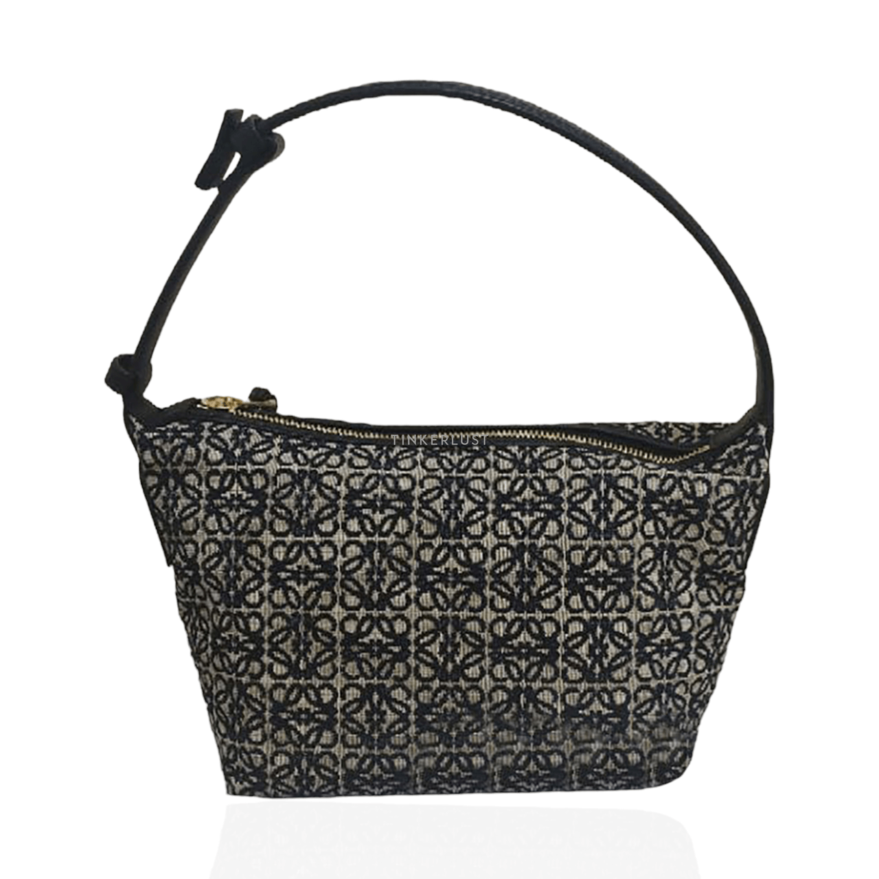 Loewe Small Cubi Bag in Anagram Jacquard and Calfskin Black/Navy Shoulder Bag