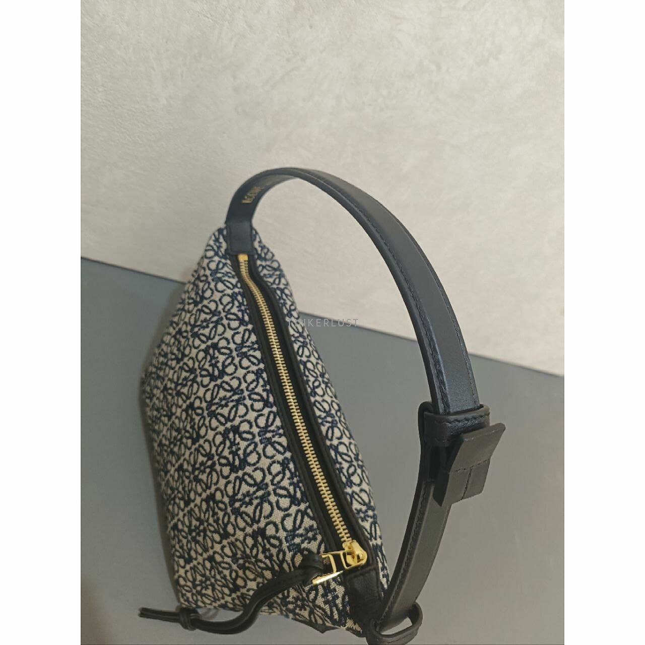 Loewe Small Cubi Bag in Anagram Jacquard and Calfskin Black/Navy Shoulder Bag