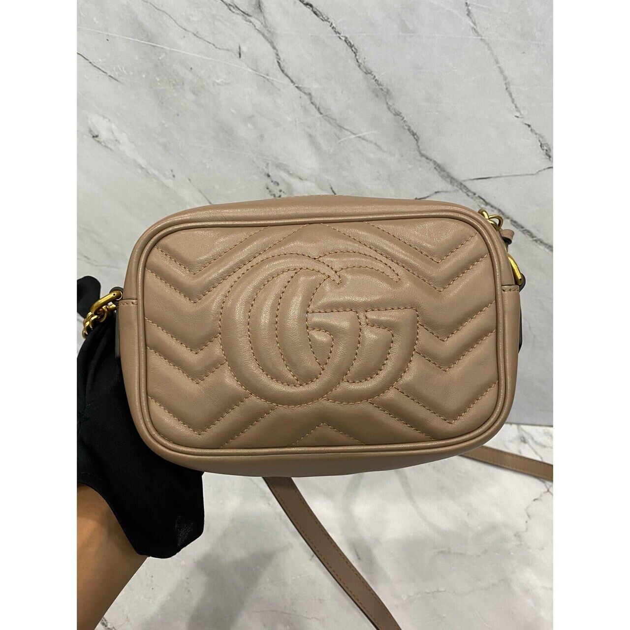 Gucci Marmont Mini Camera Bag Nude GHW Sling Bag