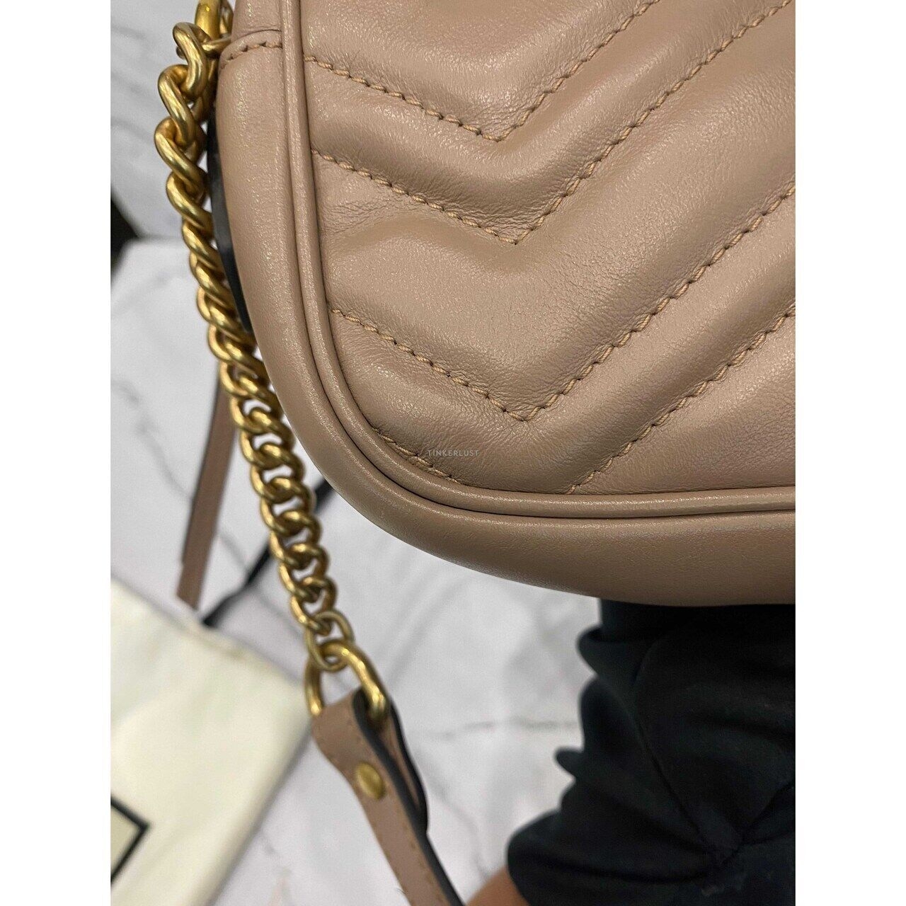 Gucci Marmont Mini Camera Bag Nude GHW Sling Bag